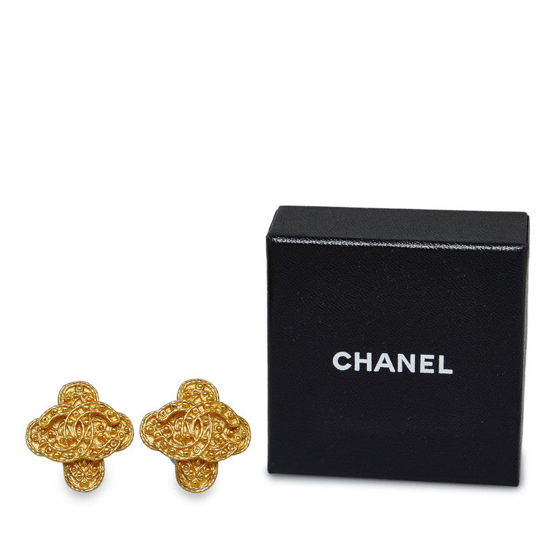 Top Quality Chanel Vintage Cocomark Cross Earring Gold Ladies Chanel