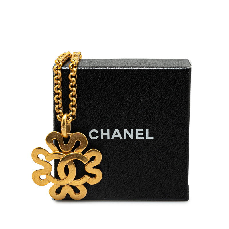 Top Quality Chanel Vintage Coco Mark Clover Necklace Gold Plated