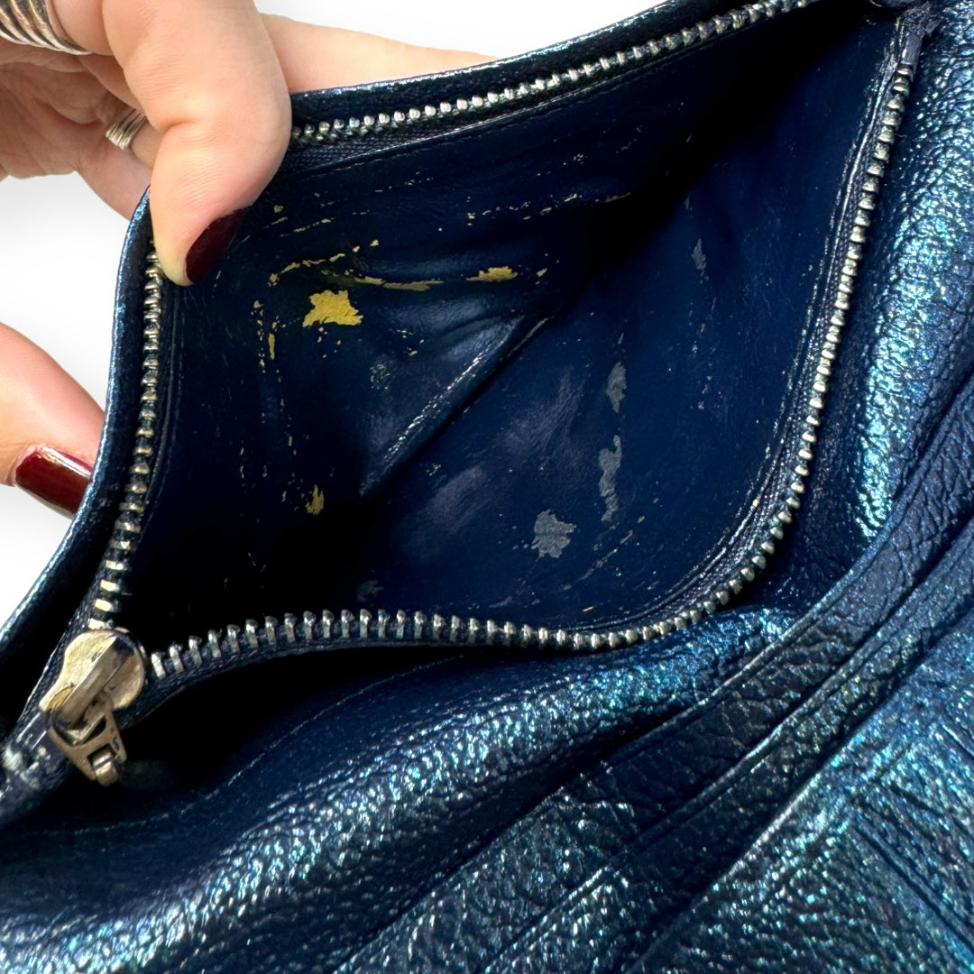 Bvlgari Bvlgari Upcycled Repurposed Bifold Wallet Designer Bvlgari In Glitter Painted Pebbled Leather. Size Small