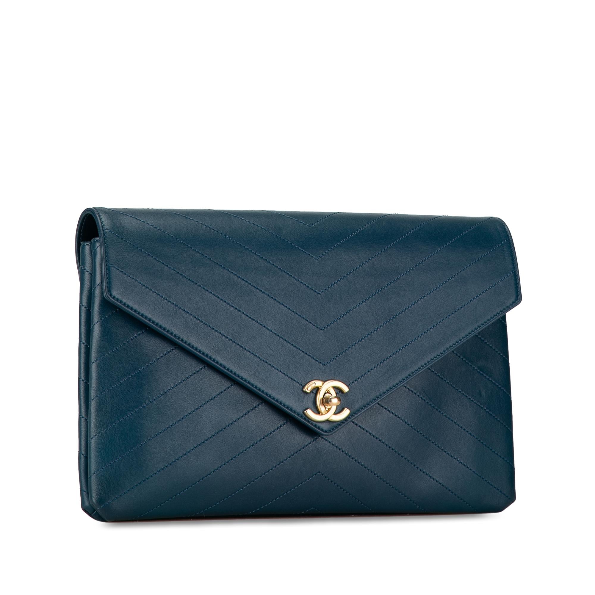 Top Quality Chanel CC Chevron Calfskin Envelope Clutch (SHG-Nah7n1)
