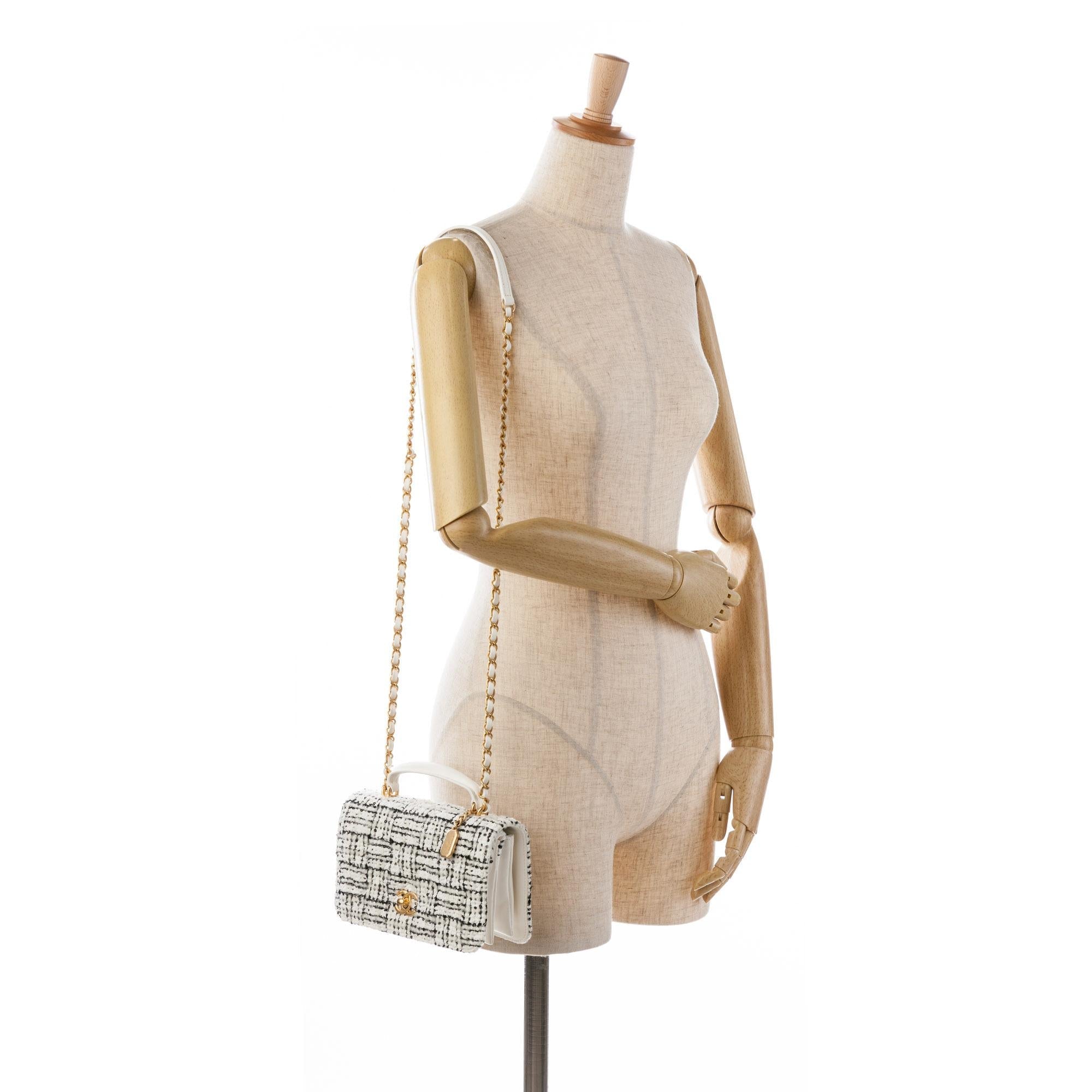 Top Quality Chanel CC Quilted Tweed Top Handle Full Flap (SHG-1PvkH4)
