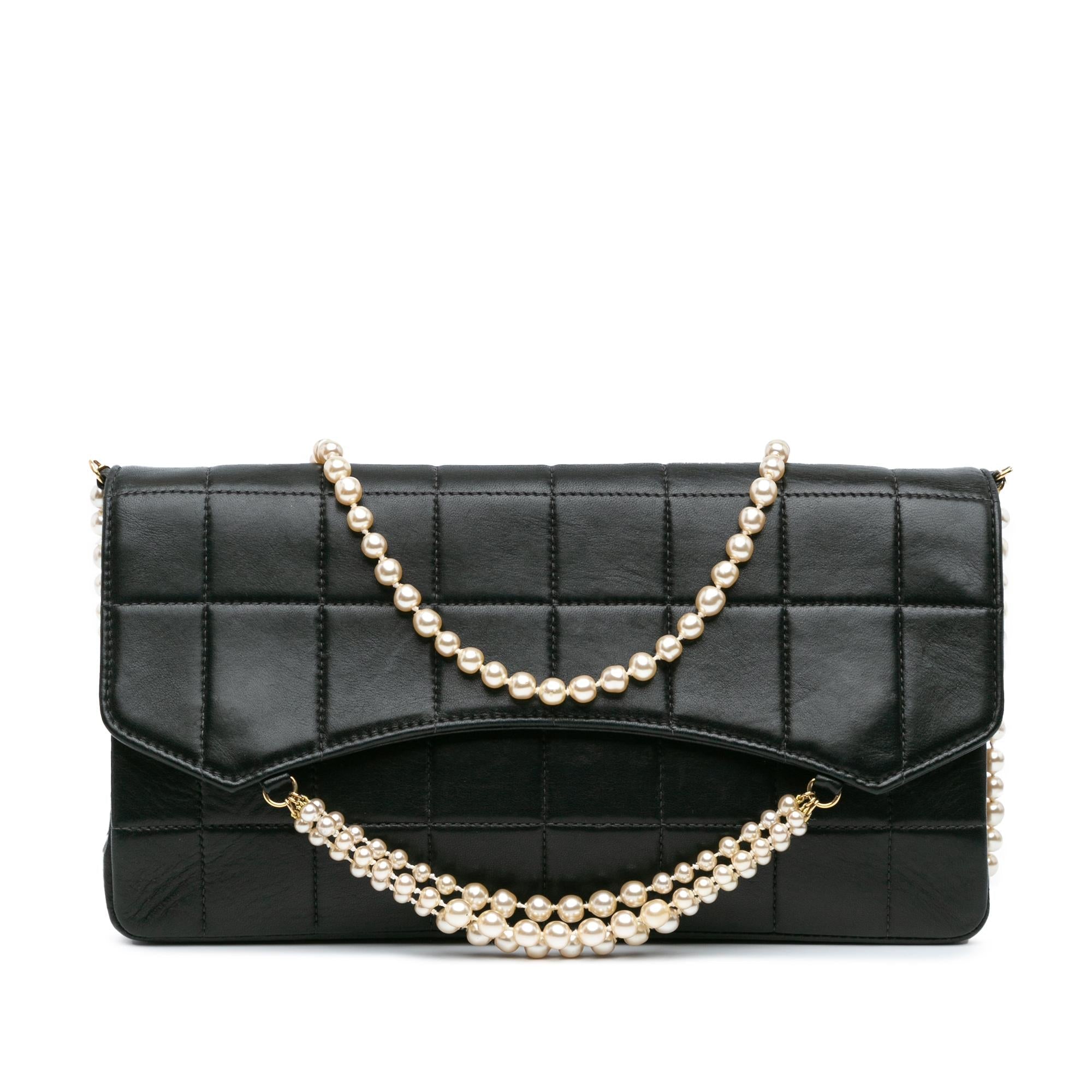 Top Quality Chanel Lambskin Chocolate Bar Pearl Chain Flap (SHG-vnO4Mm)