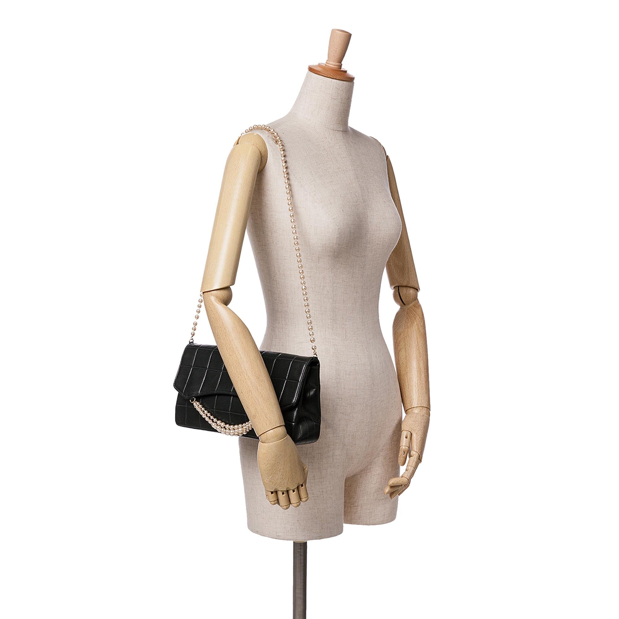 Top Quality Chanel Lambskin Chocolate Bar Pearl Chain Flap (SHG-vnO4Mm)