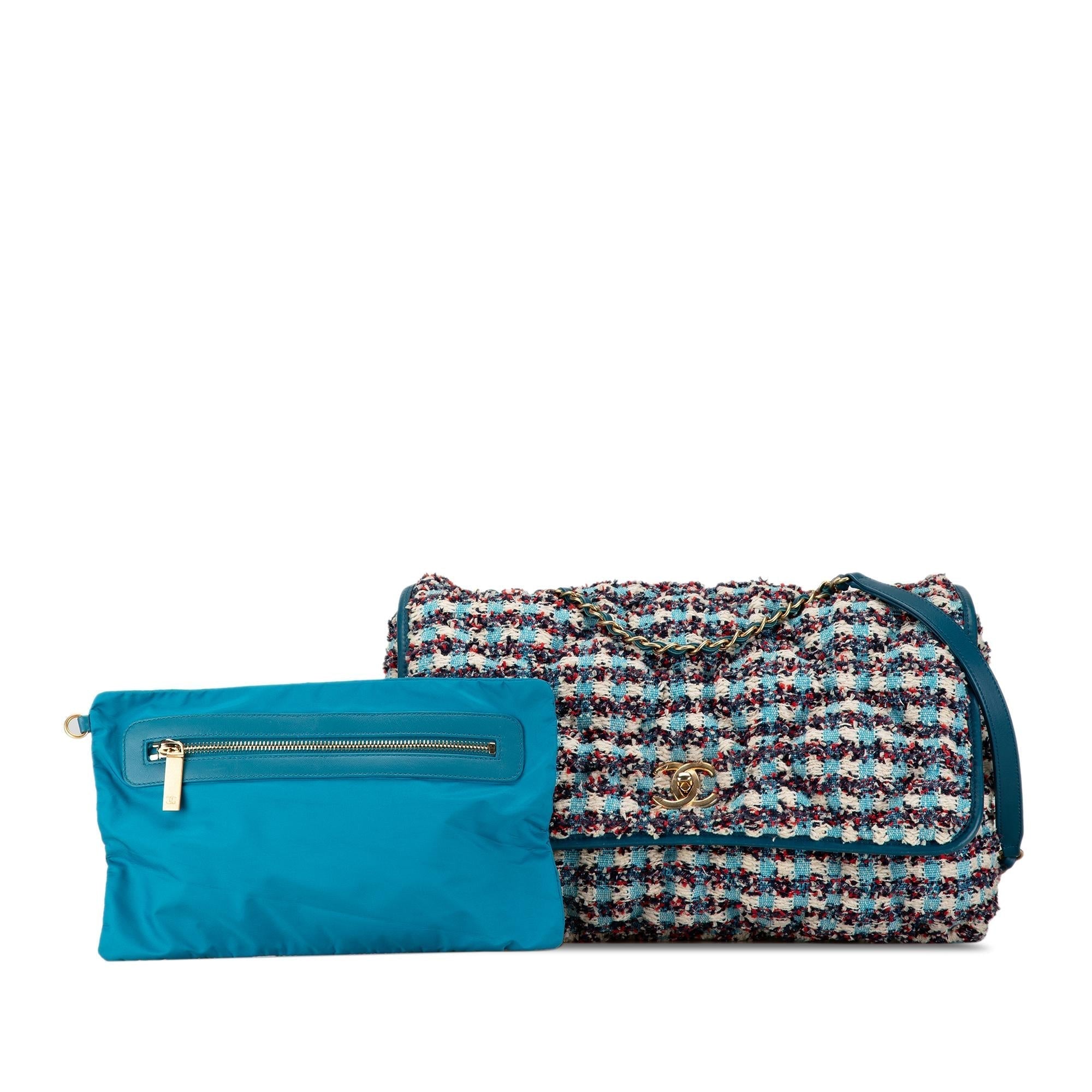 Top Quality Chanel Maxi Tweed Chesterfield Single Flap (SHG-QGGPCL)