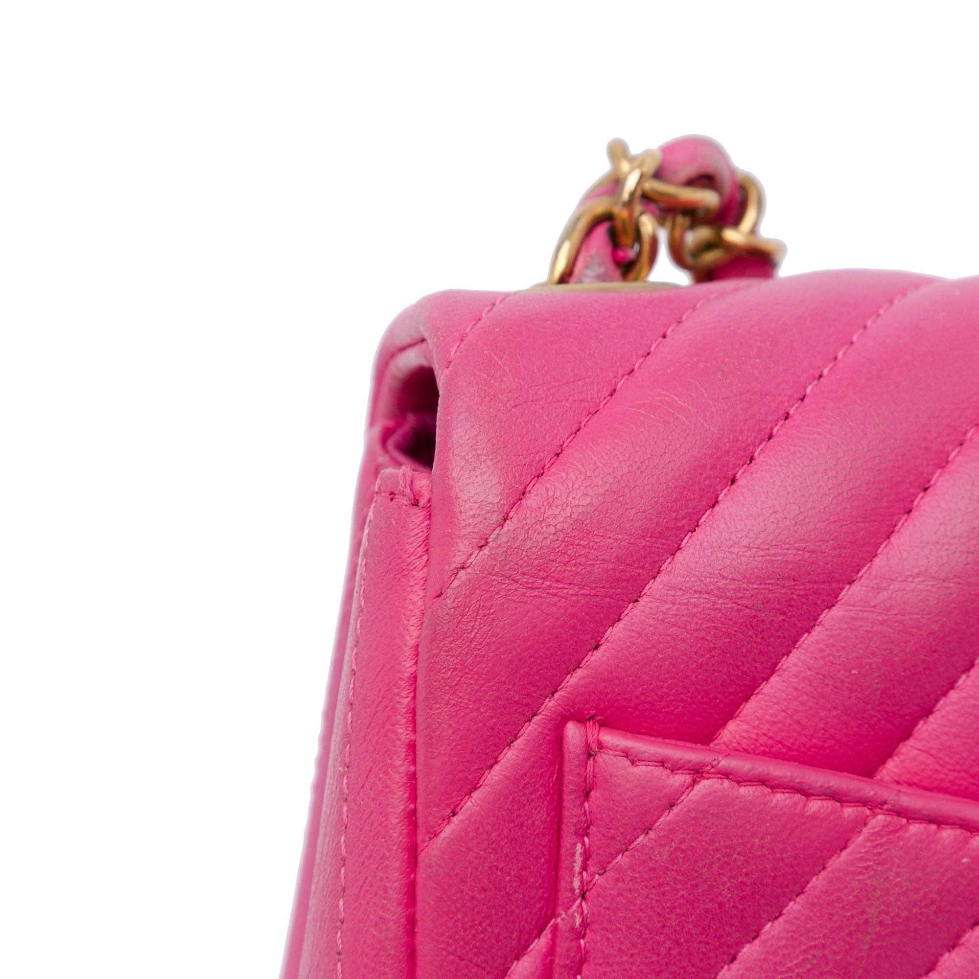 Top Quality Chanel Mini Square Classic Chevron Lambskin Flap (SHG-8wGObb)