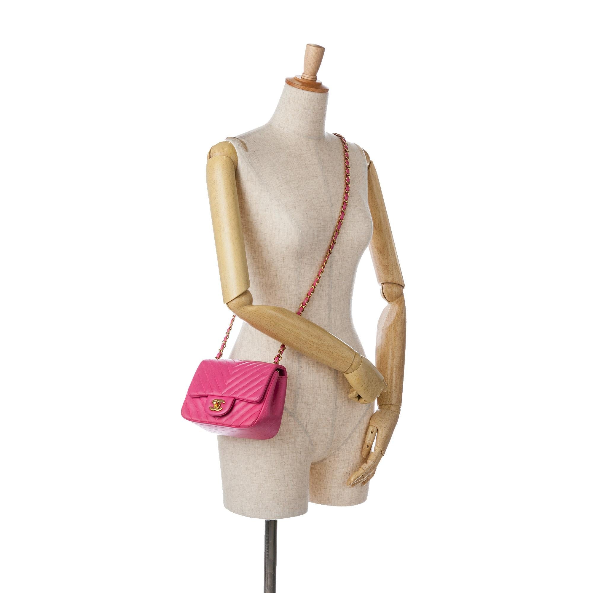 Top Quality Chanel Mini Square Classic Chevron Lambskin Flap (SHG-8wGObb)