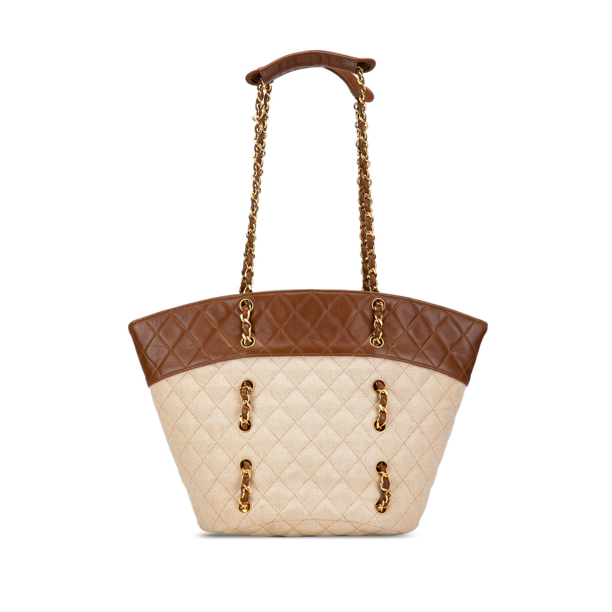 Top Quality Chanel Quilted Canvas and Lambskin Chain Tote (SHG-Tg66mu)
