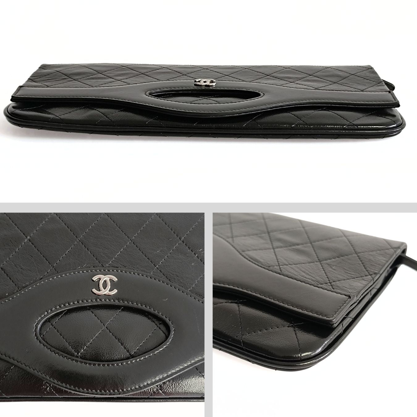 Top Quality Chanel Top Quality Chanel Top Quality Chanel Clutch handbag in matelasse black leather