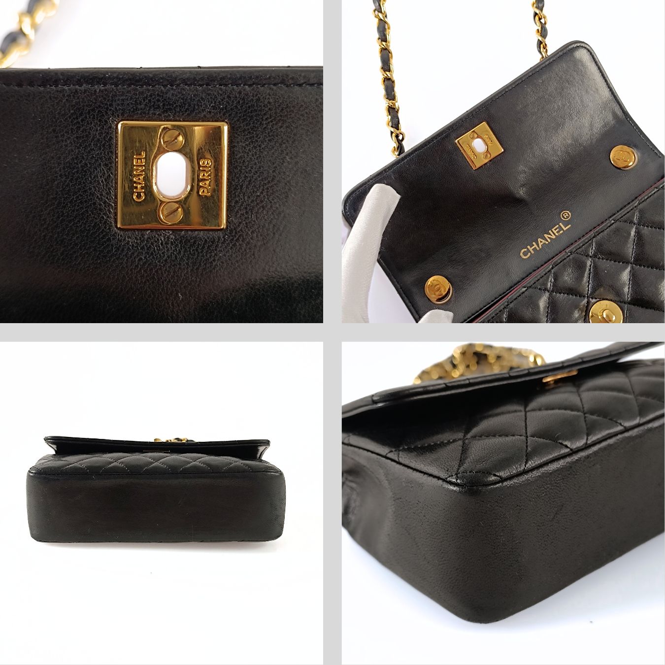 Top Quality Chanel Top Quality Chanel Top Quality Chanel borsa a tracolla Mini Matelasse in pelle di agnello nera