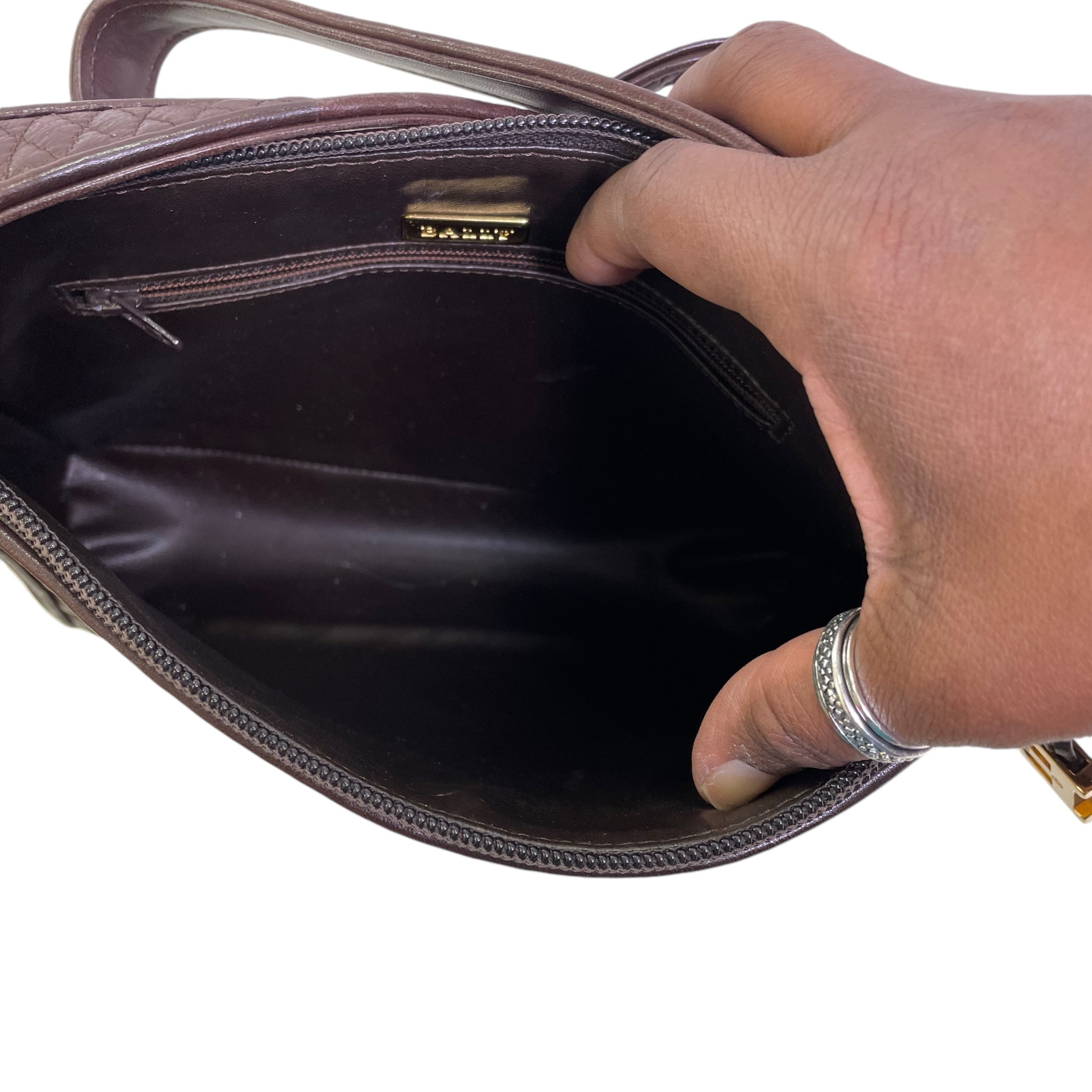 Handbag Leather By Bally In Brown. Size:Small