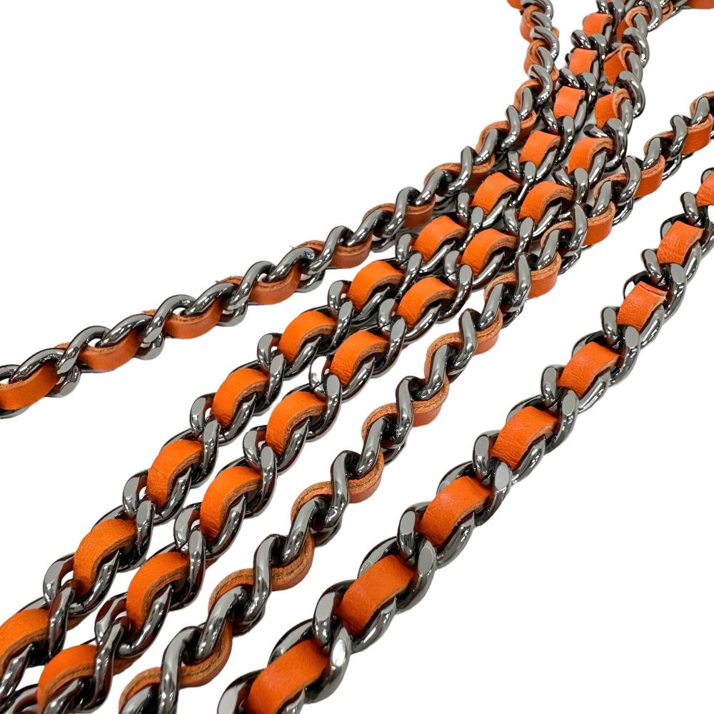 Top Quality Chanel Patent Leather Chain Wallet Orange