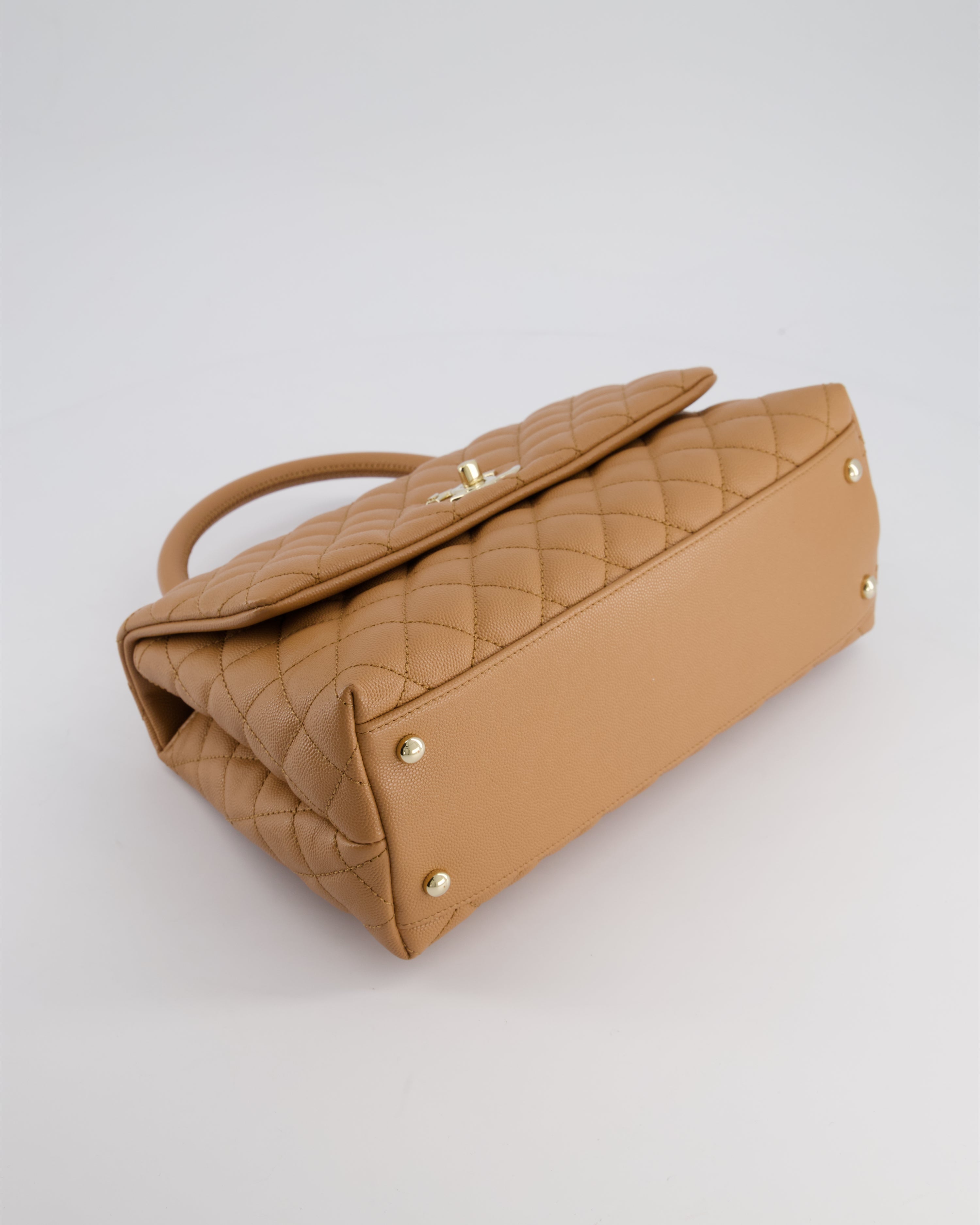 *RARE* Top Quality Chanel Medium Caramel Caviar Quilted Coco Flap Bag with Champagne Gold Hardware