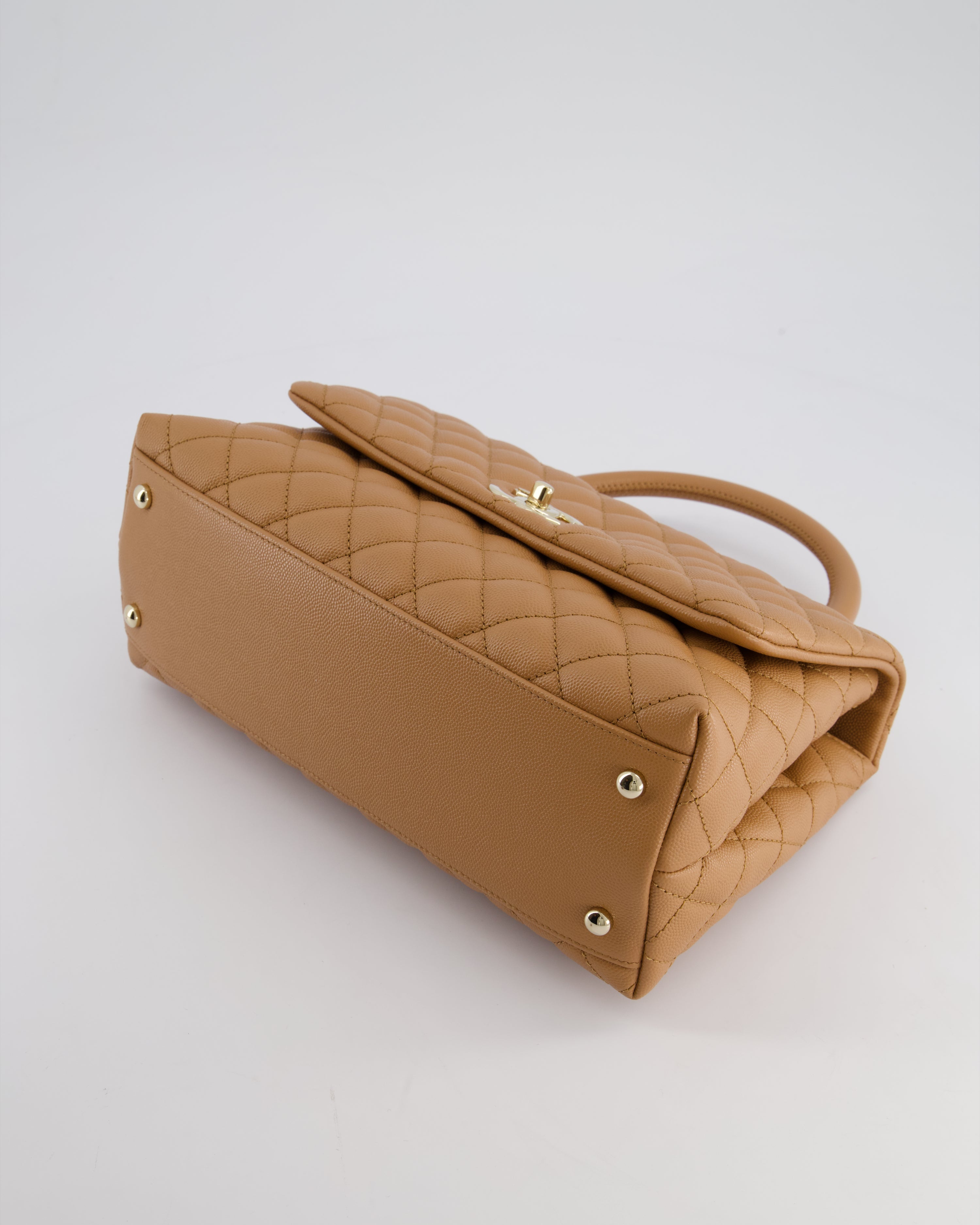 *RARE* Top Quality Chanel Medium Caramel Caviar Quilted Coco Flap Bag with Champagne Gold Hardware