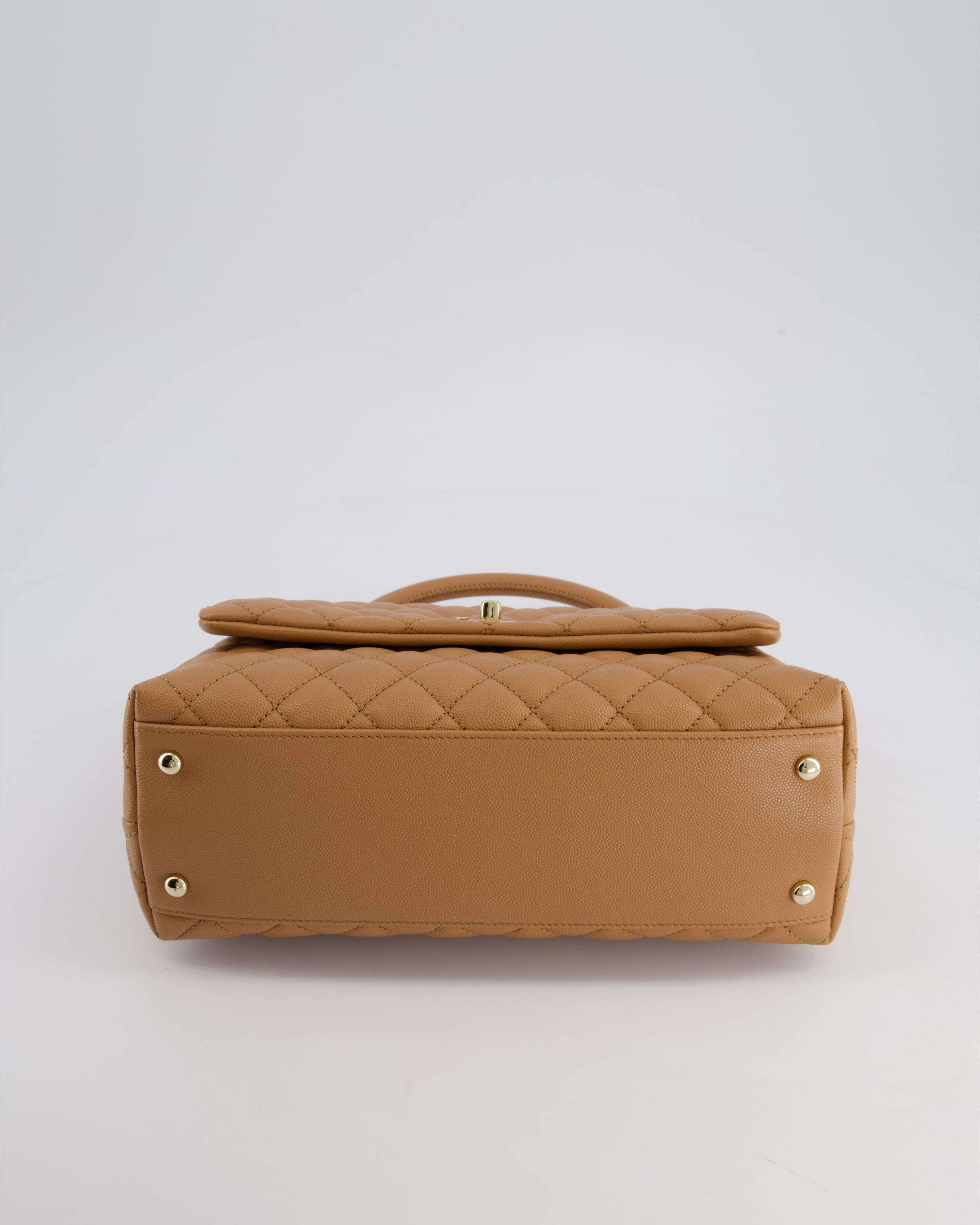 *RARE* Top Quality Chanel Medium Caramel Caviar Quilted Coco Flap Bag with Champagne Gold Hardware