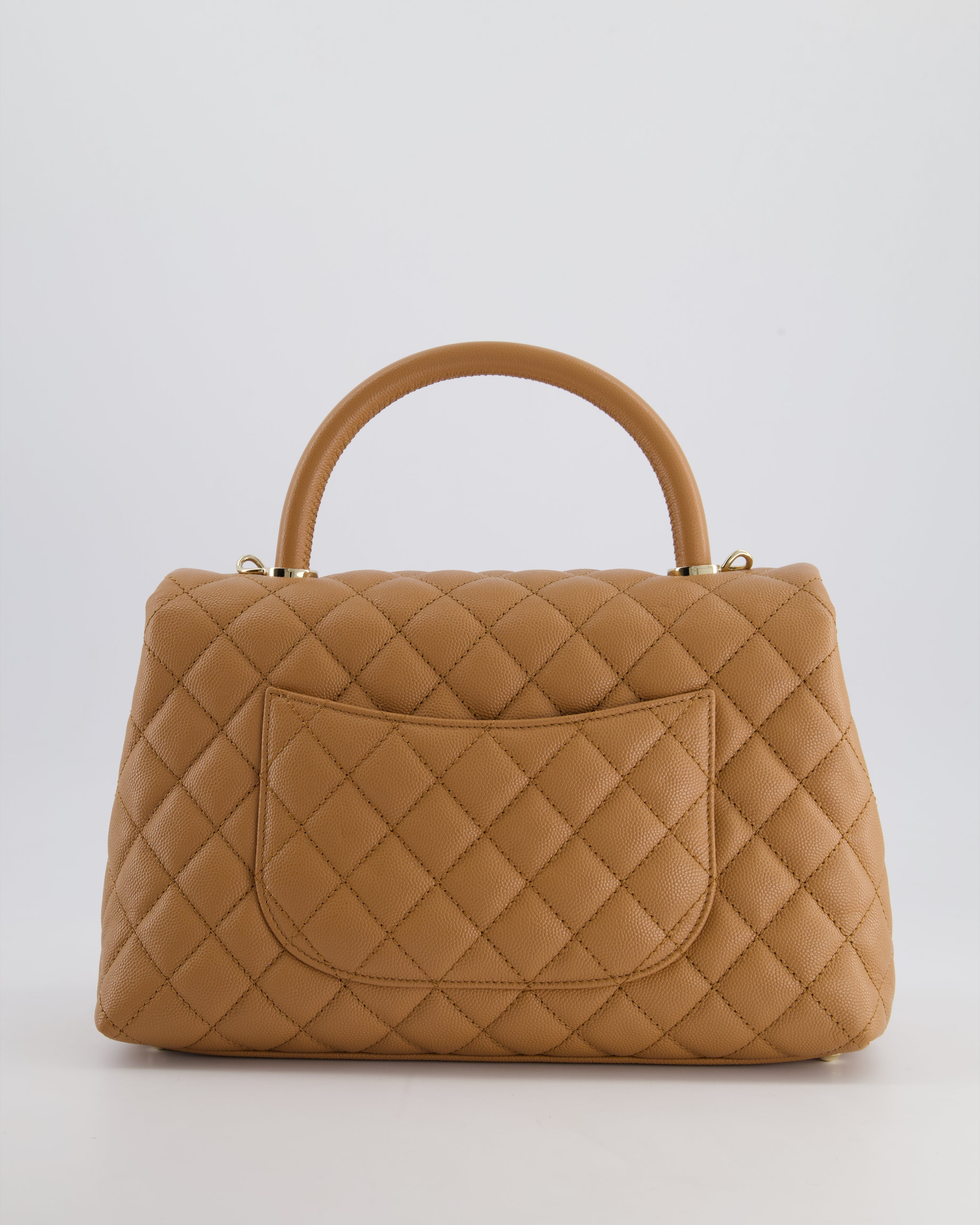 *RARE* Top Quality Chanel Medium Caramel Caviar Quilted Coco Flap Bag with Champagne Gold Hardware