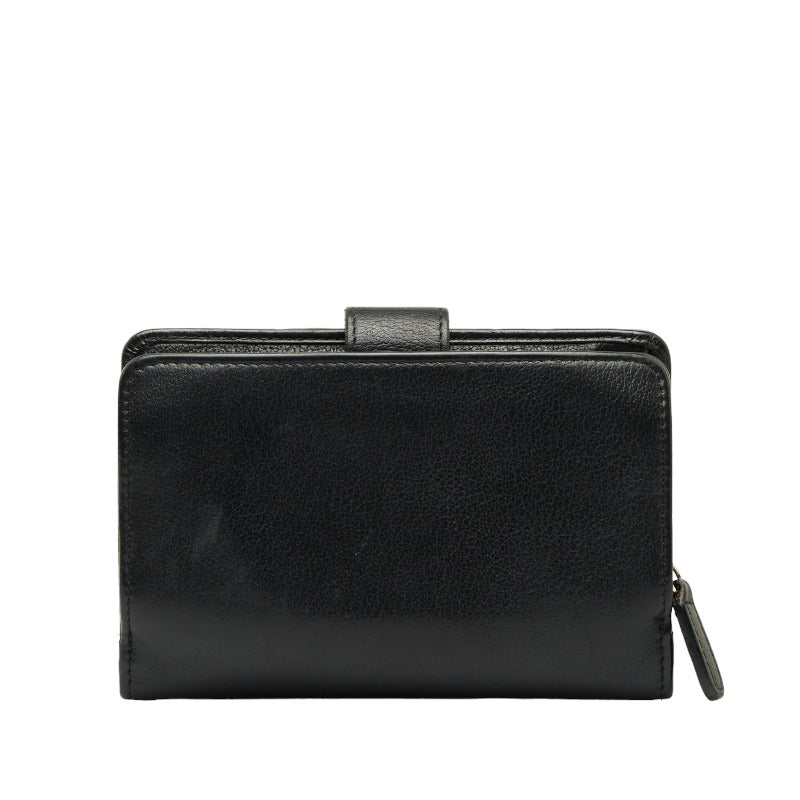 Top Quality Chanel CAMERIA COCOMARK Folding Wallet Black Leather CHANEL