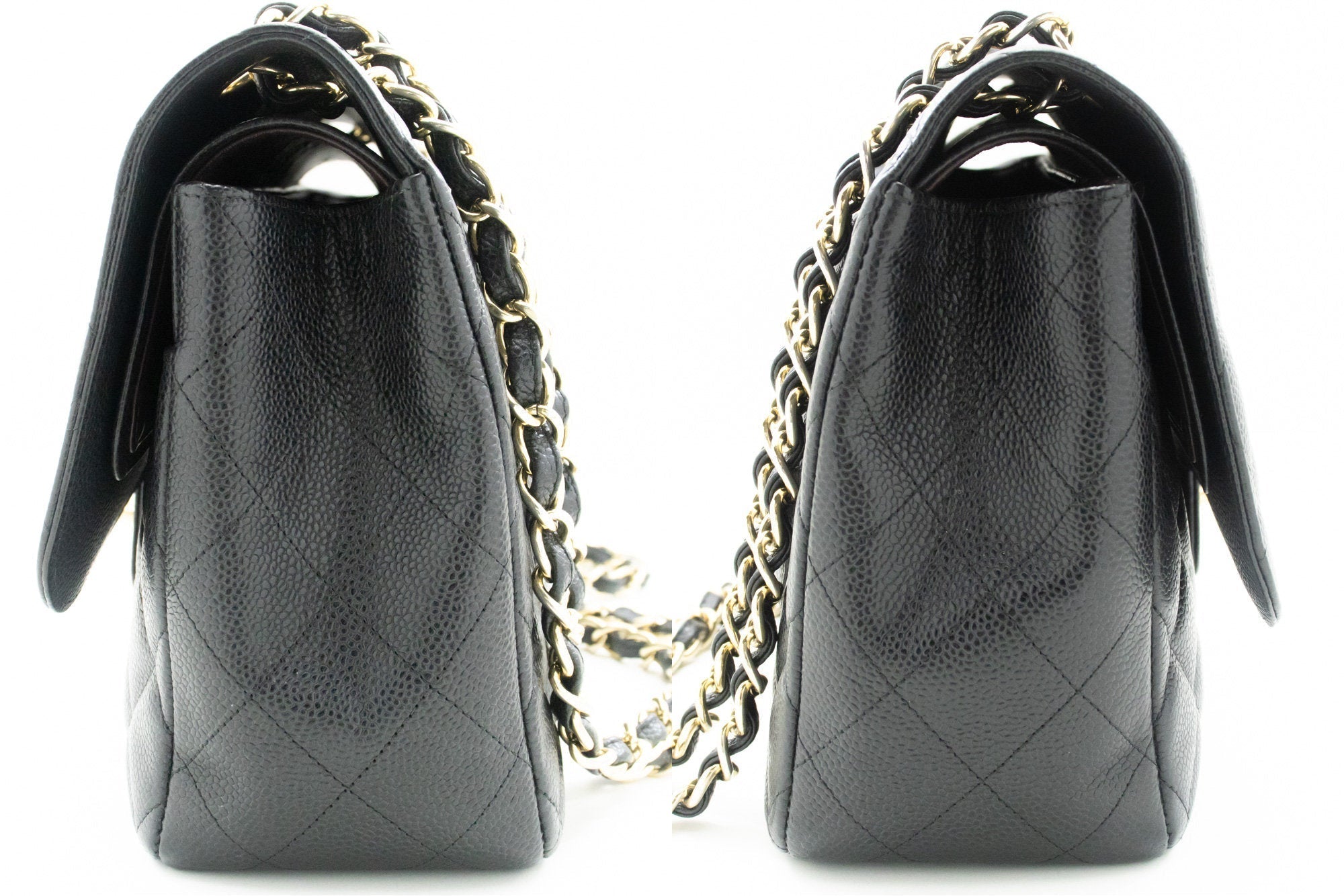 Top Quality Chanel Classic Large 11 Chain Shoulder Bag W New Black Caviar