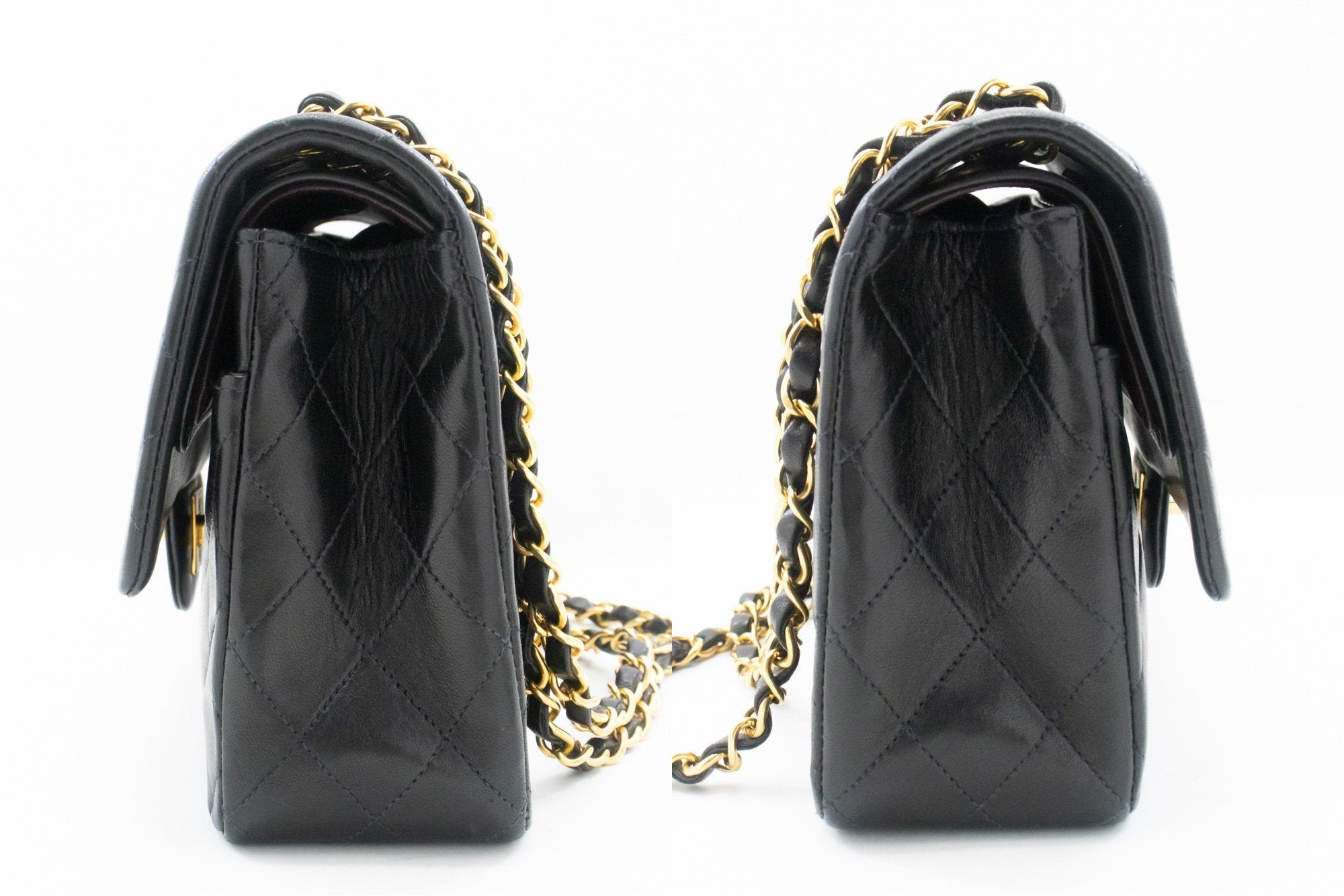 Top Quality Chanel Classic Double New 10 Chain Shoulder Bag Black Lambskin