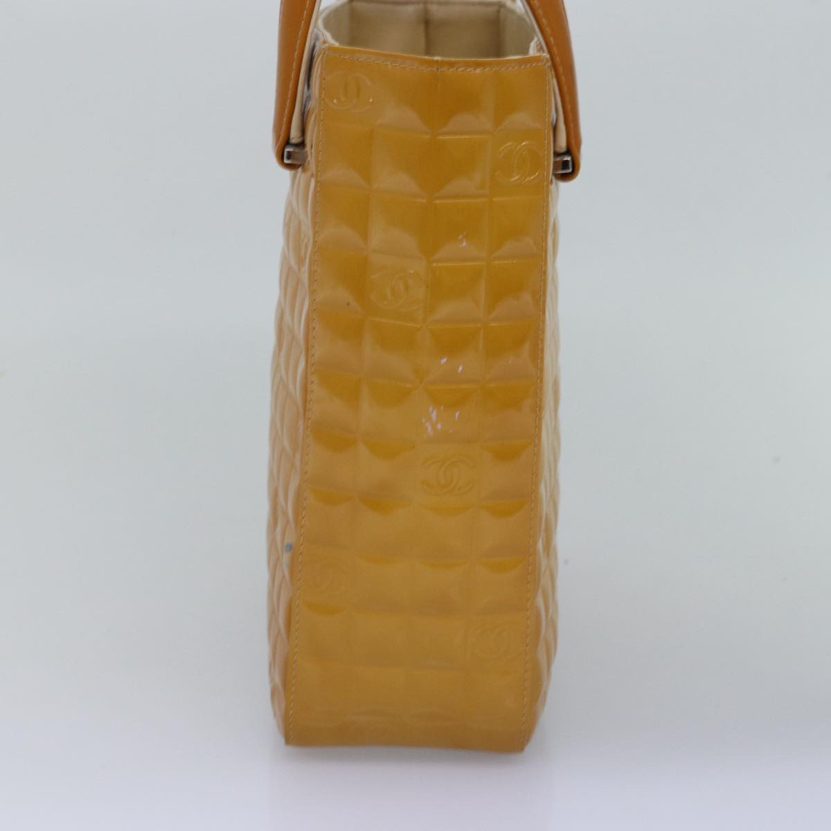 Top Quality Chanel Choco Bar Hand Bag Enamel Yellow CC Auth ac2997