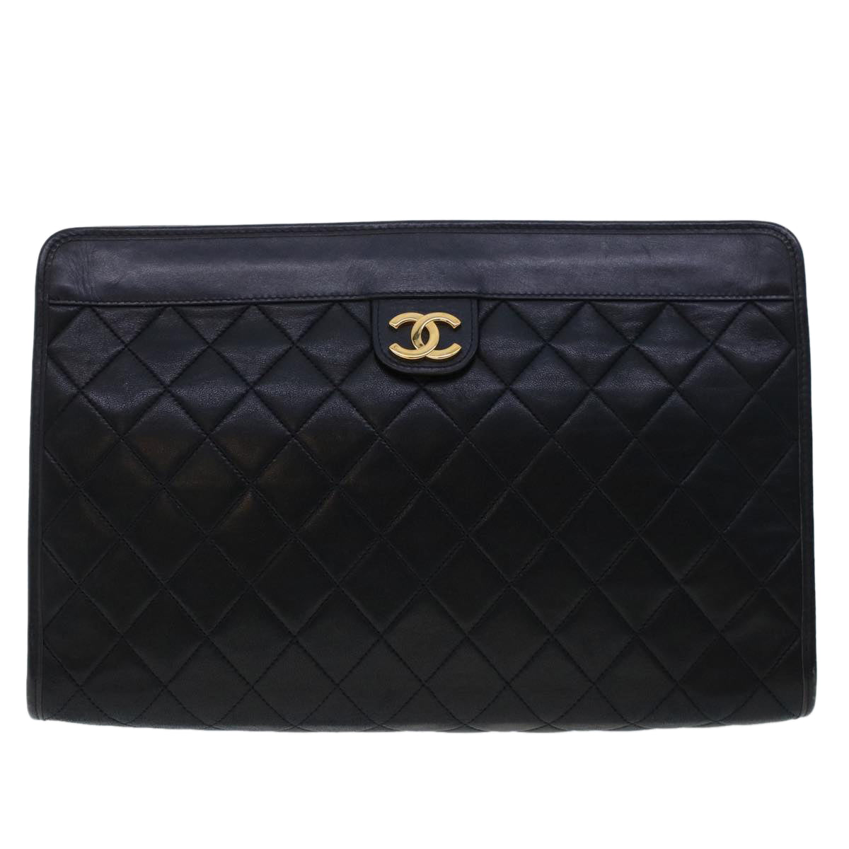 Top Quality Chanel Clutch Bag Lamb Skin Black CC Auth am4611