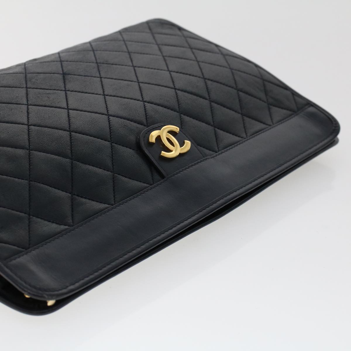 Top Quality Chanel Clutch Bag Lamb Skin Black CC Auth am4611