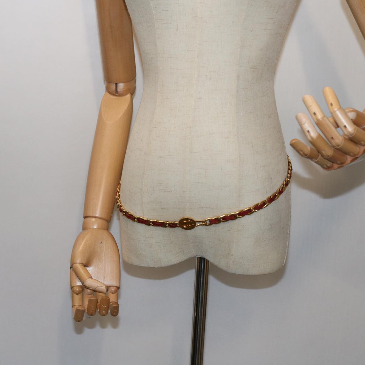 Top Quality Chanel COCO Mark Chain Belt Red CC Auth ar10386B