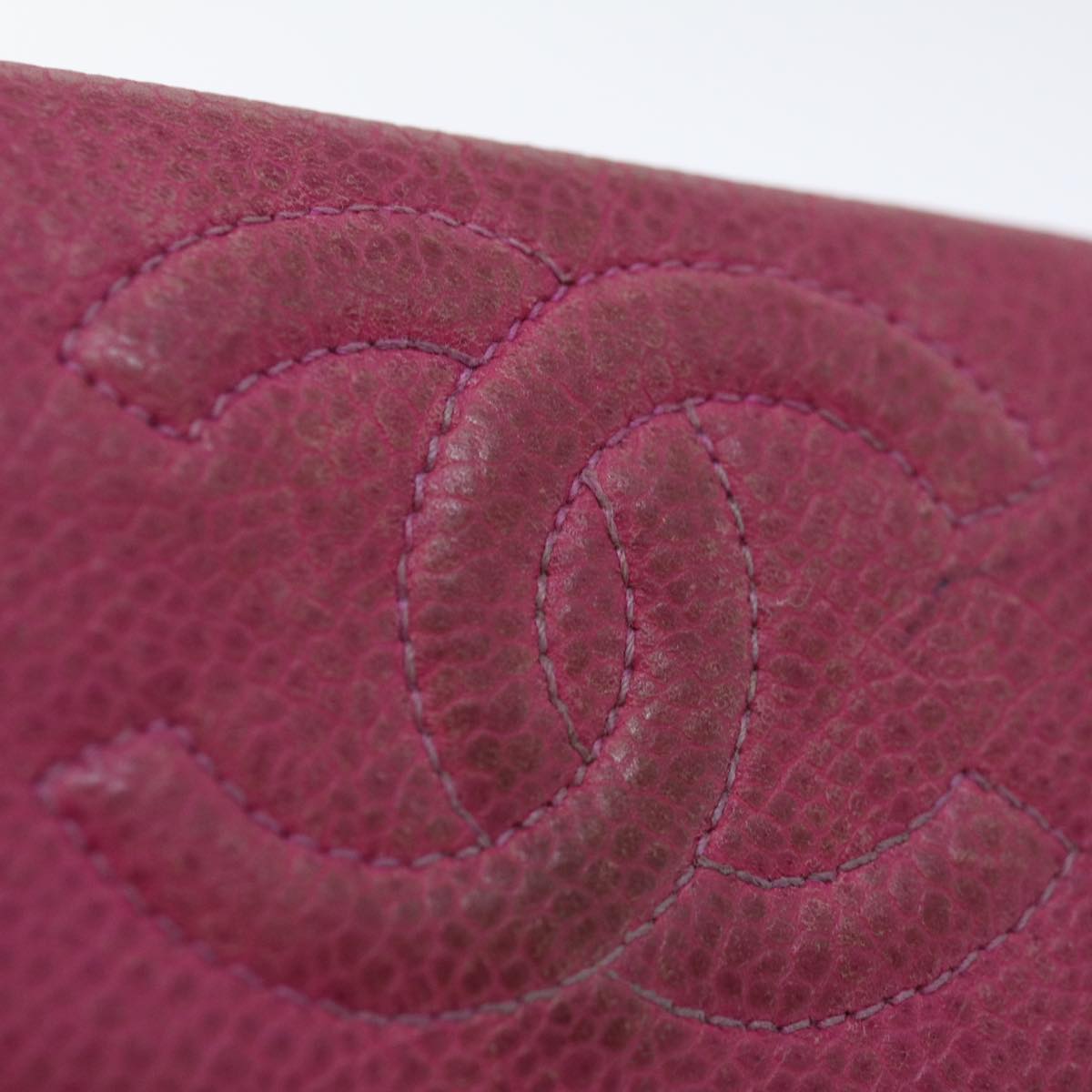 Top Quality Chanel COCO Mark Coin Purse Caviar Skin Pink CC Auth ar11706