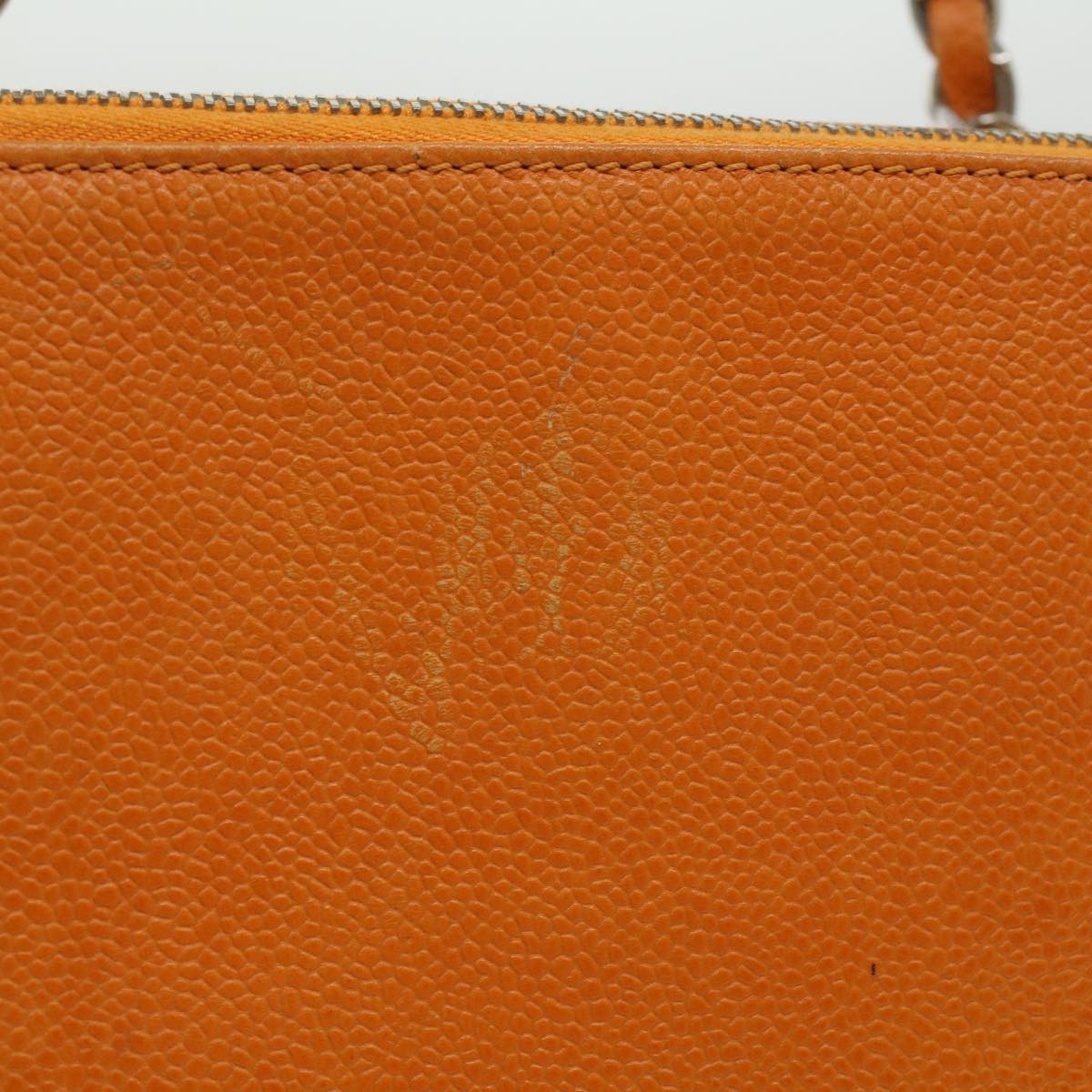 Top Quality Chanel Chain Shoulder Bag Caviar Skin Orange CC Auth ar8526