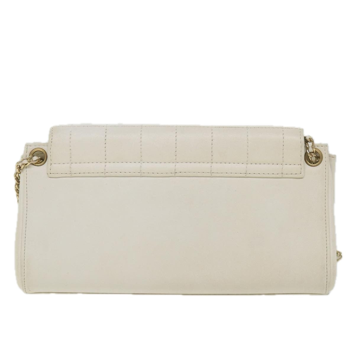 Top Quality Chanel Choco Bar line Chain Shoulder Bag Leather White CC Auth bs10047