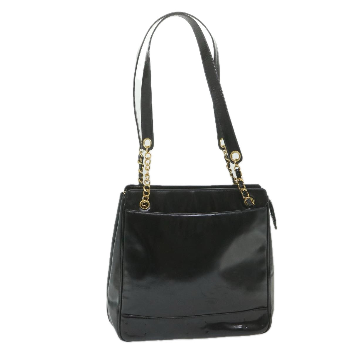 Top Quality Chanel Chain Shoulder Bag Patent leather Black CC Auth bs10115