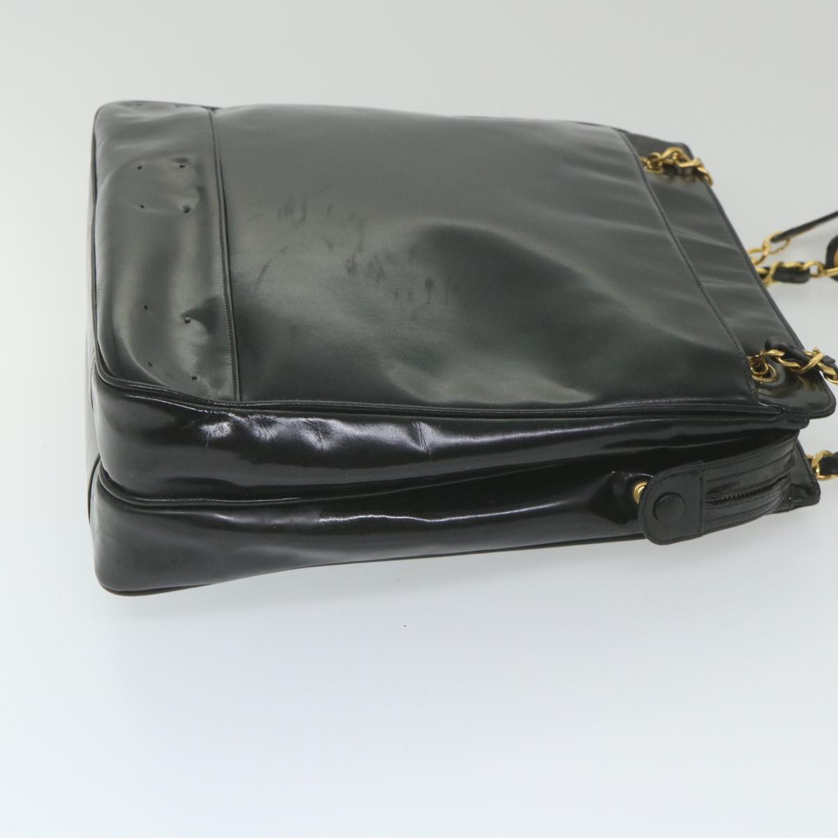 Top Quality Chanel Chain Shoulder Bag Patent leather Black CC Auth bs10115