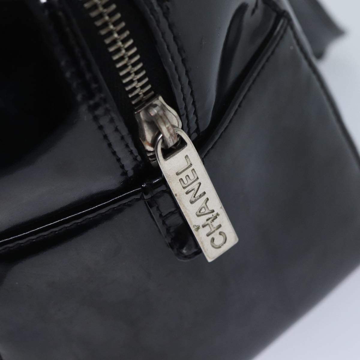 Top Quality Chanel COCO Mark Choco Bar Hand Bag Patent leather Black CC Auth bs13238