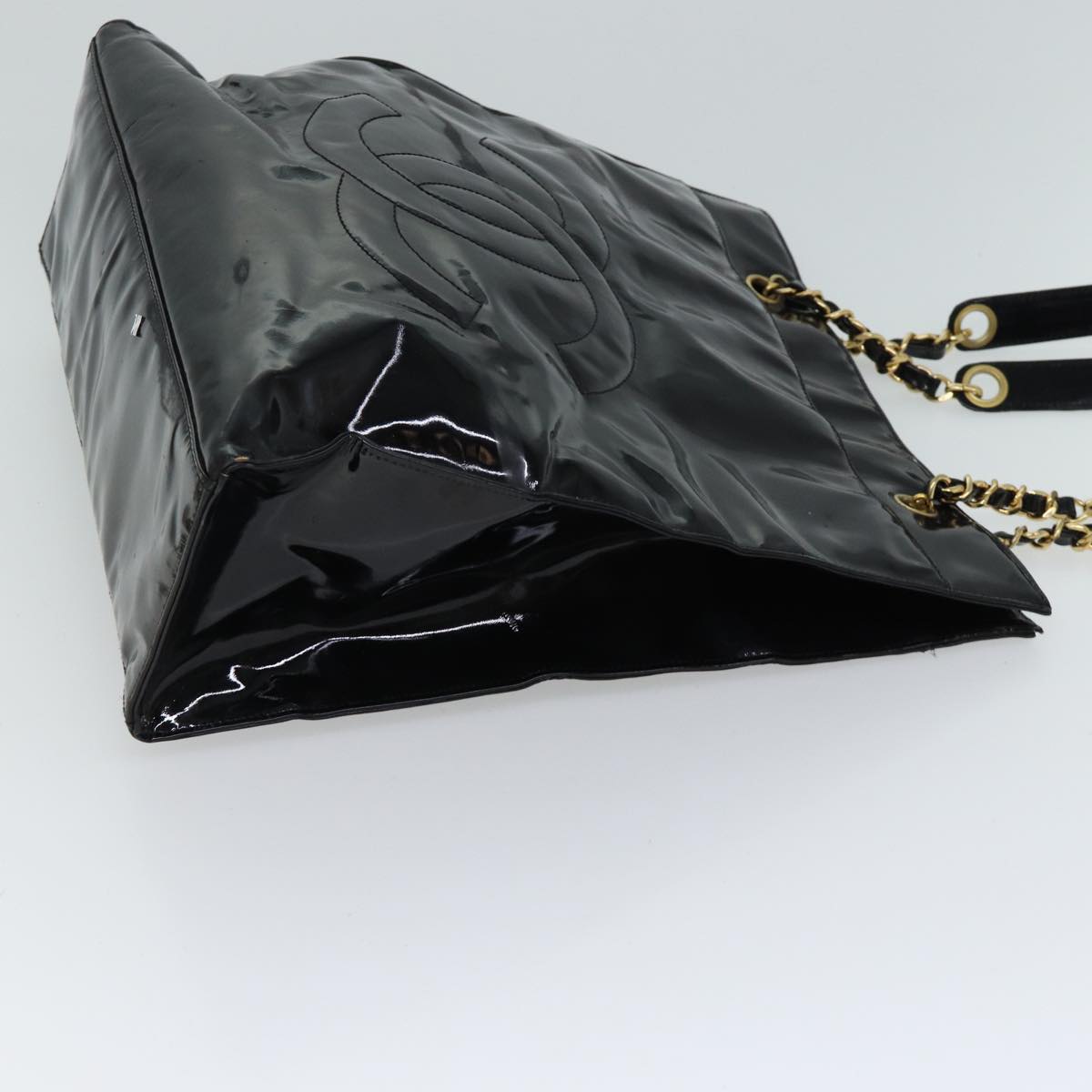 Top Quality Chanel COCO Mark Chain Shoulder Bag Patent Black CC Auth bs13327