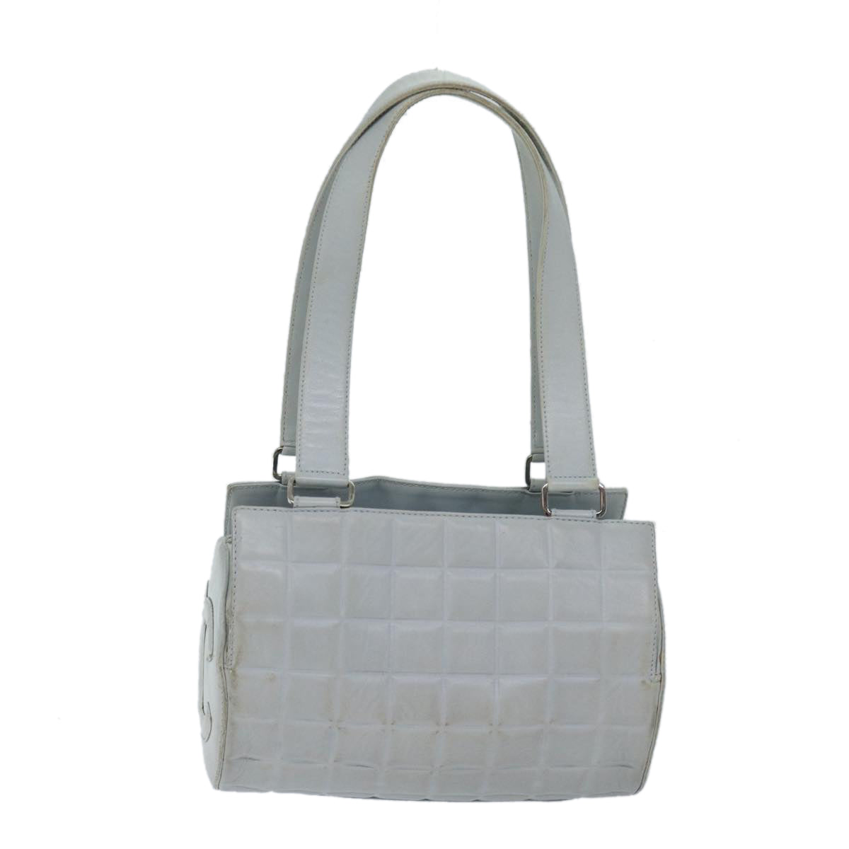 Top Quality Chanel COCO Mark Choco Bar Shoulder Bag Lamb Skin Blue CC Auth bs13362