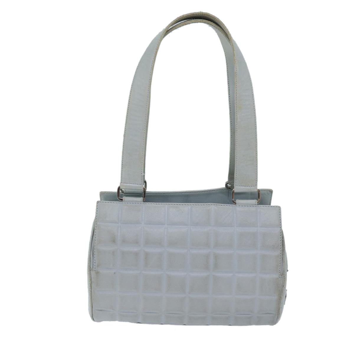 Top Quality Chanel COCO Mark Choco Bar Shoulder Bag Lamb Skin Blue CC Auth bs13362
