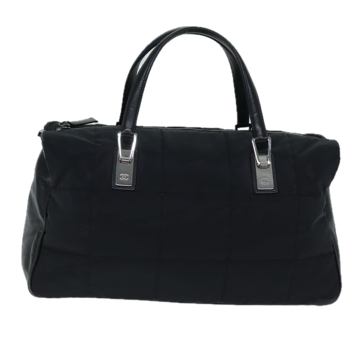 Top Quality Chanel Choco Bar Hand Bag Enamel Black CC Auth bs15702