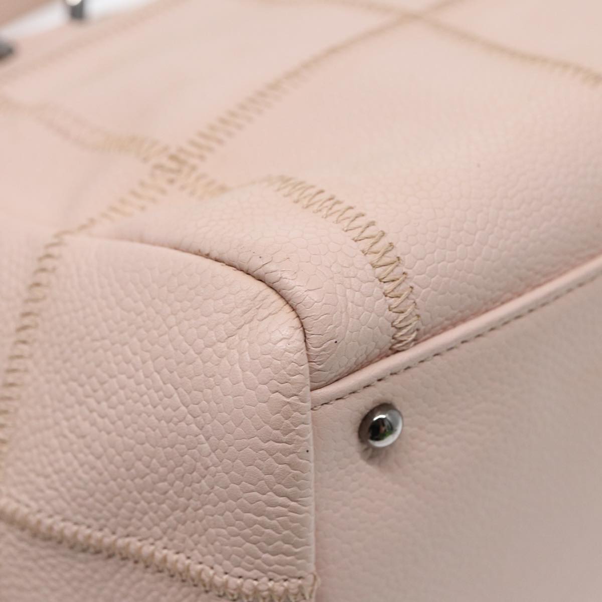 Top Quality Chanel Choco Bar Shoulder Bag Caviar Skin Pink Silver CC Auth bs16980