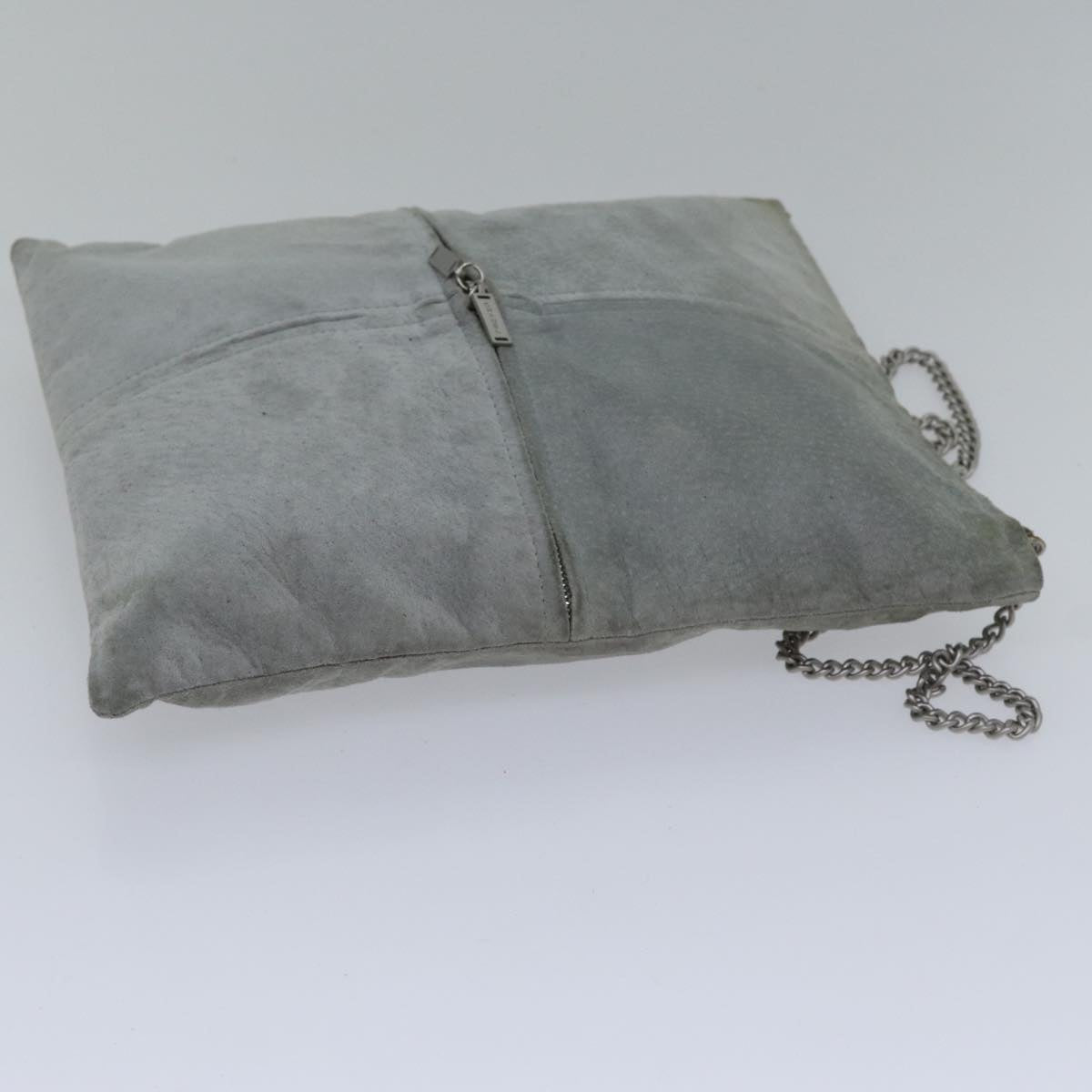 Top Quality Chanel Chain Shoulder Bag Suede Gray Silver CC Auth bs17158