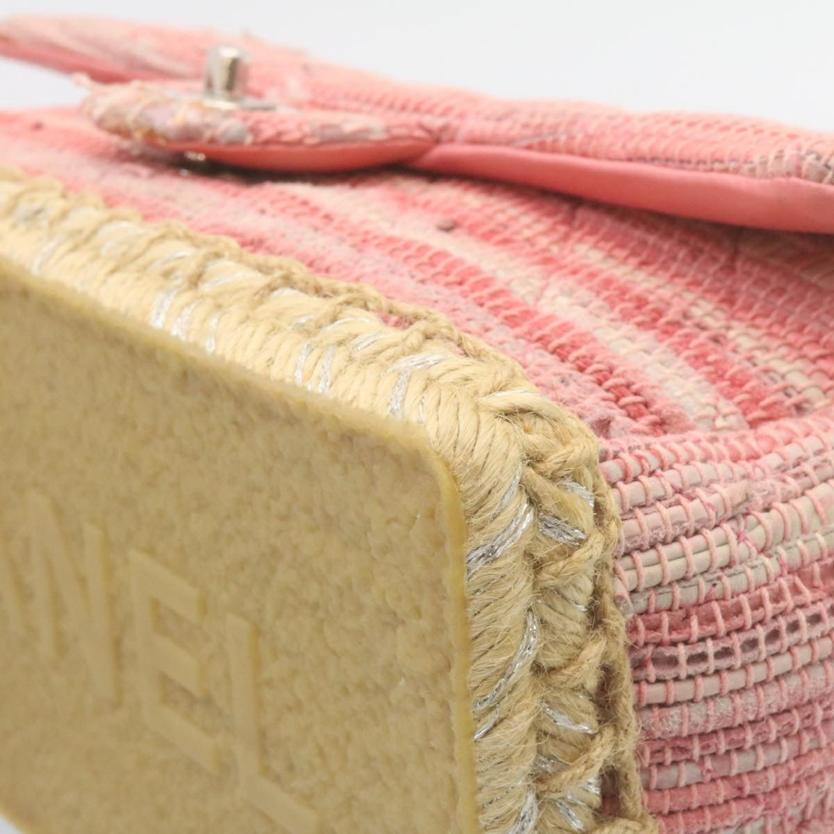 Top Quality Chanel Chain New Shoulder Bag Turn Lock Canvas Pink CC Auth bs334A