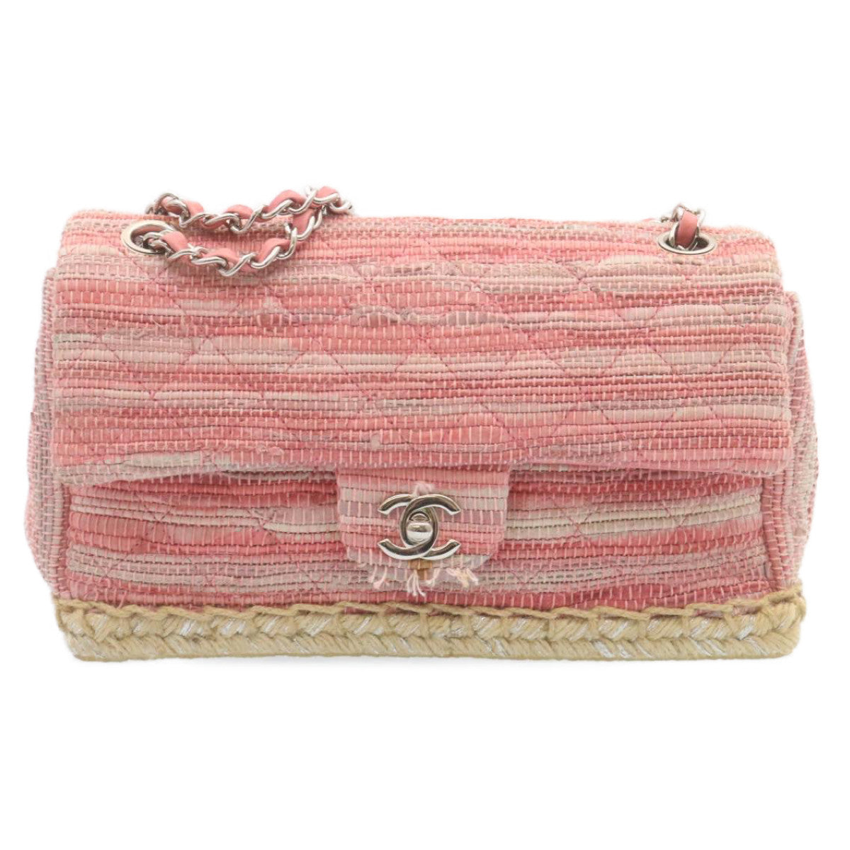 Top Quality Chanel Chain New Shoulder Bag Turn Lock Canvas Pink CC Auth bs334A
