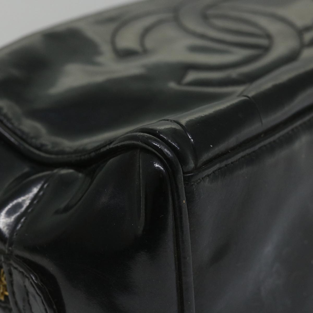 Top Quality Chanel Clutch Bag Patent leather Black CC Auth bs9031