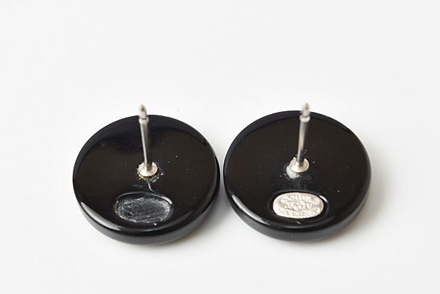 Top Quality Chanel Earrings CC Mark Circle Rhinestone Black/Silver