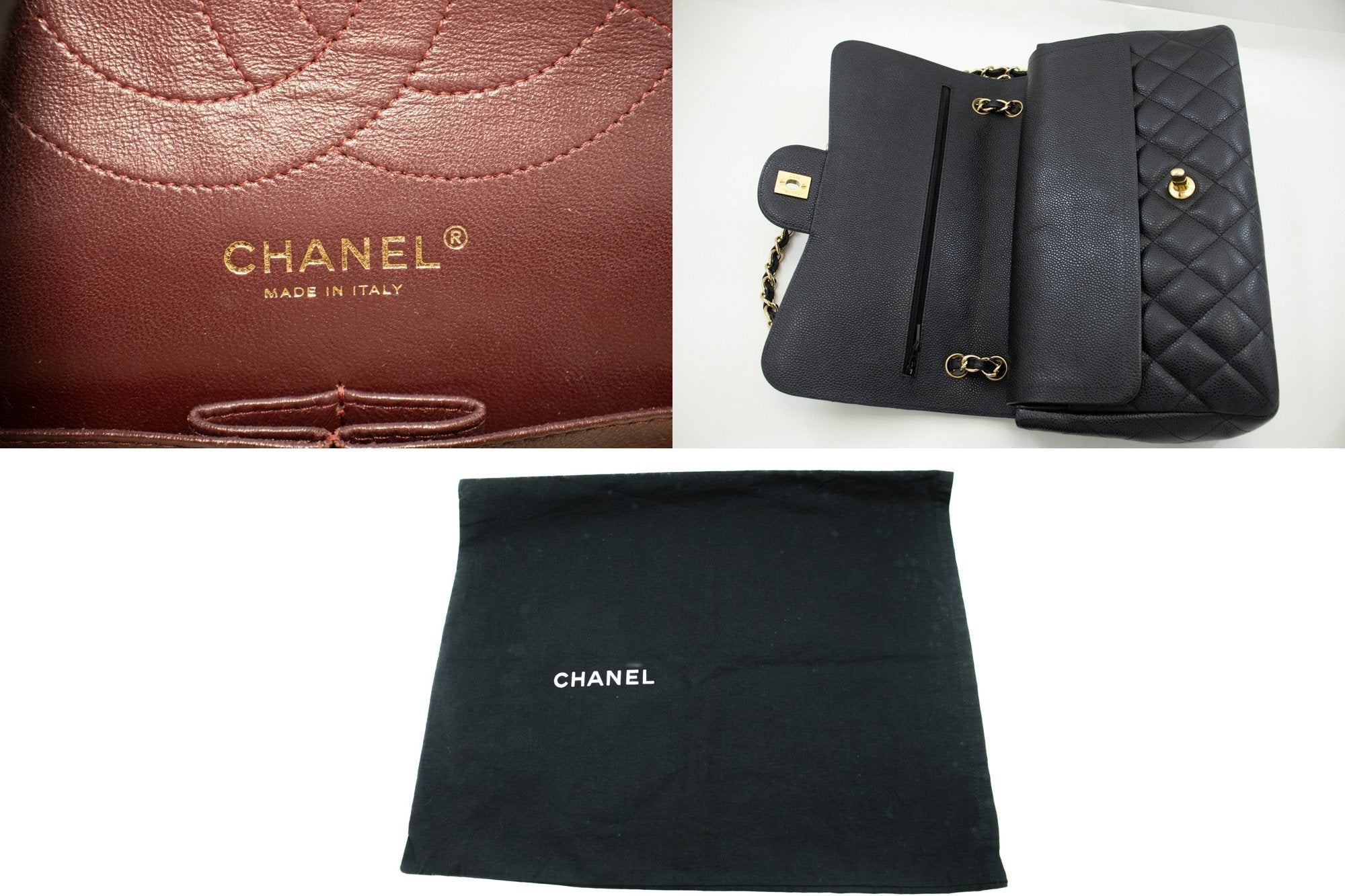 Top Quality Chanel Classic Large 11 Chain Shoulder Bag W New Black Caviar