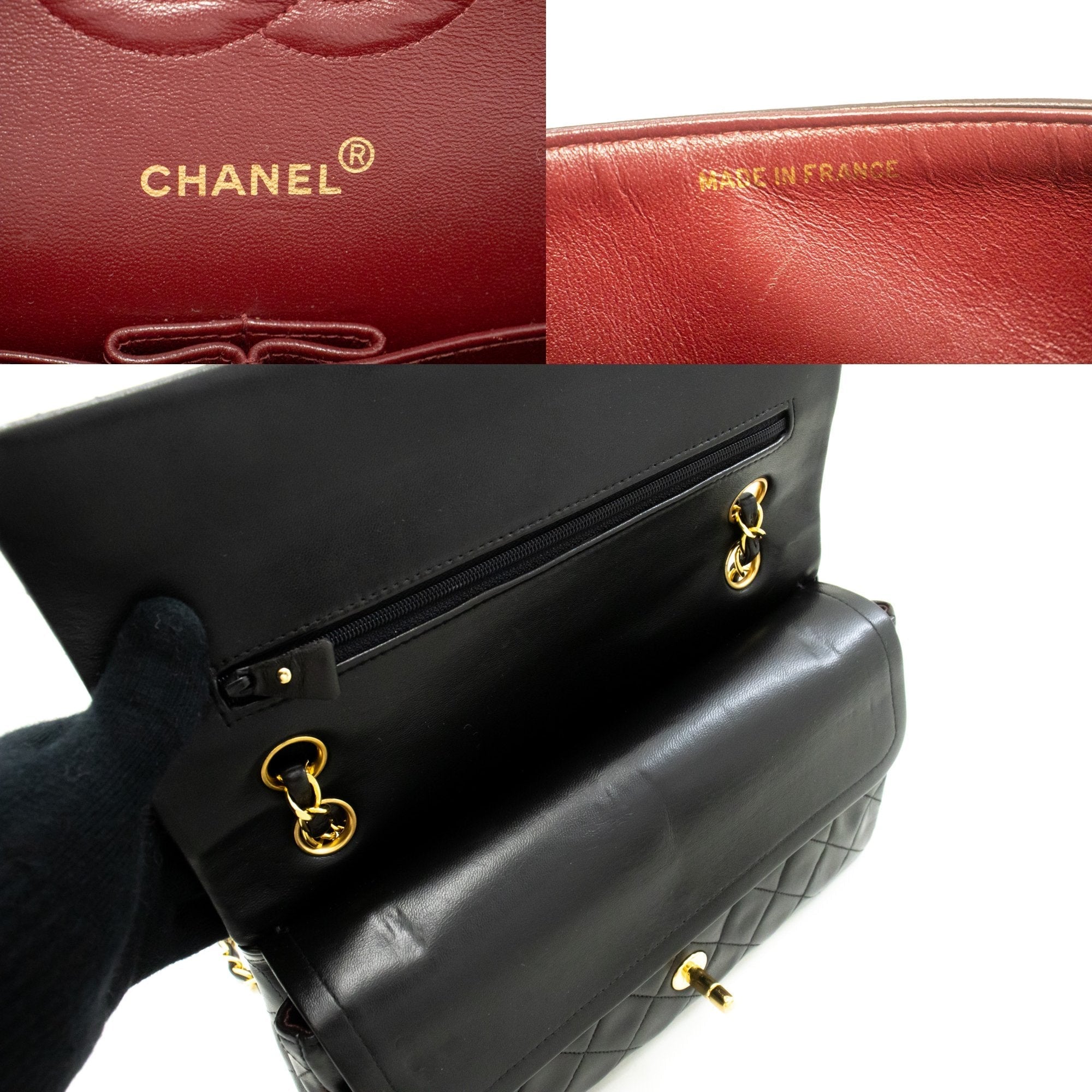 Top Quality Chanel Classic Double New 10 Chain Shoulder Bag Black Lambskin