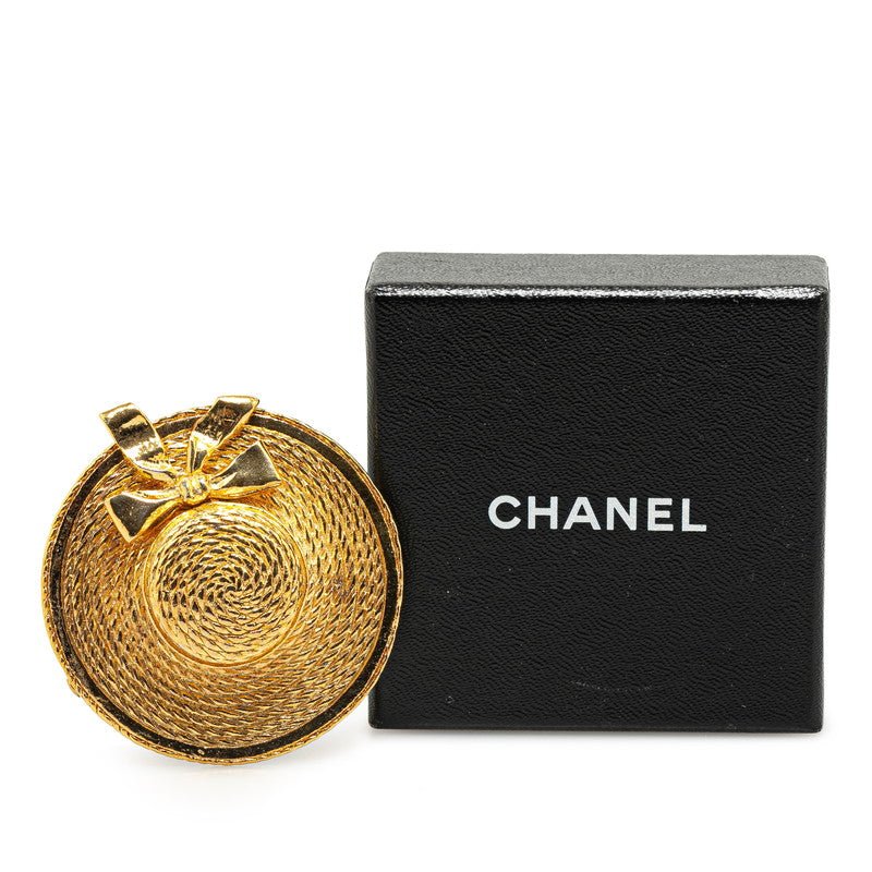 Top Quality Chanel Straw Hat Ribbon Brooch Gold Plated