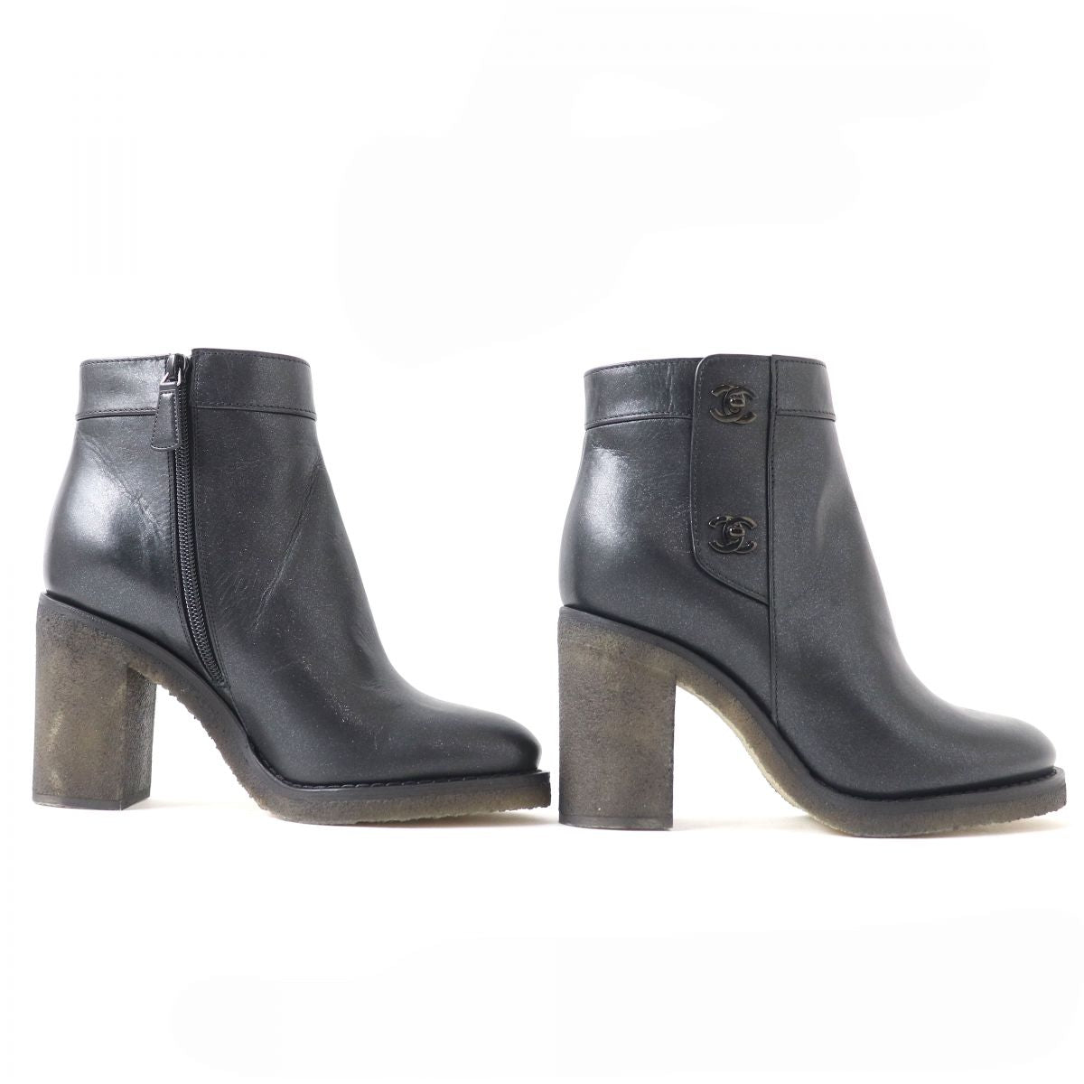 Top Quality Chanel Leather Short Boots Black 37C