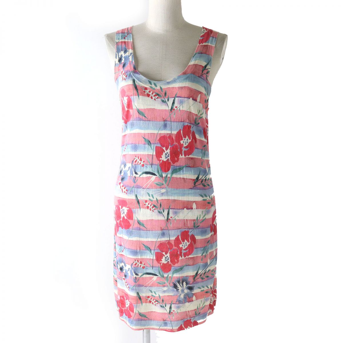 Top Quality Chanel Silk Blend Sleeveless Knit Dress Multicolor