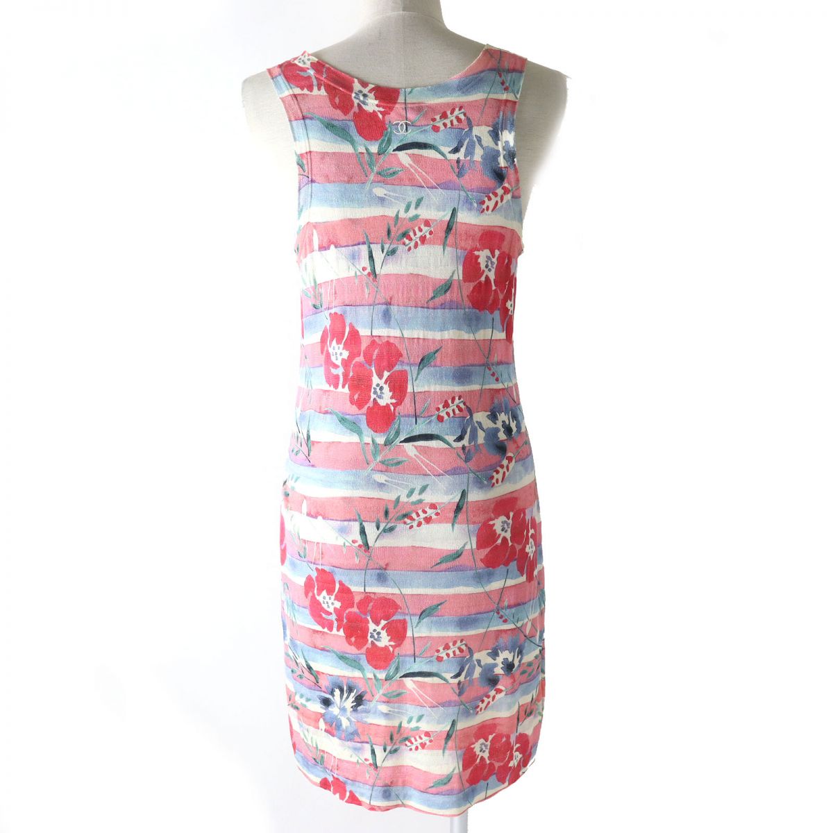 Top Quality Chanel Silk Blend Sleeveless Knit Dress Multicolor