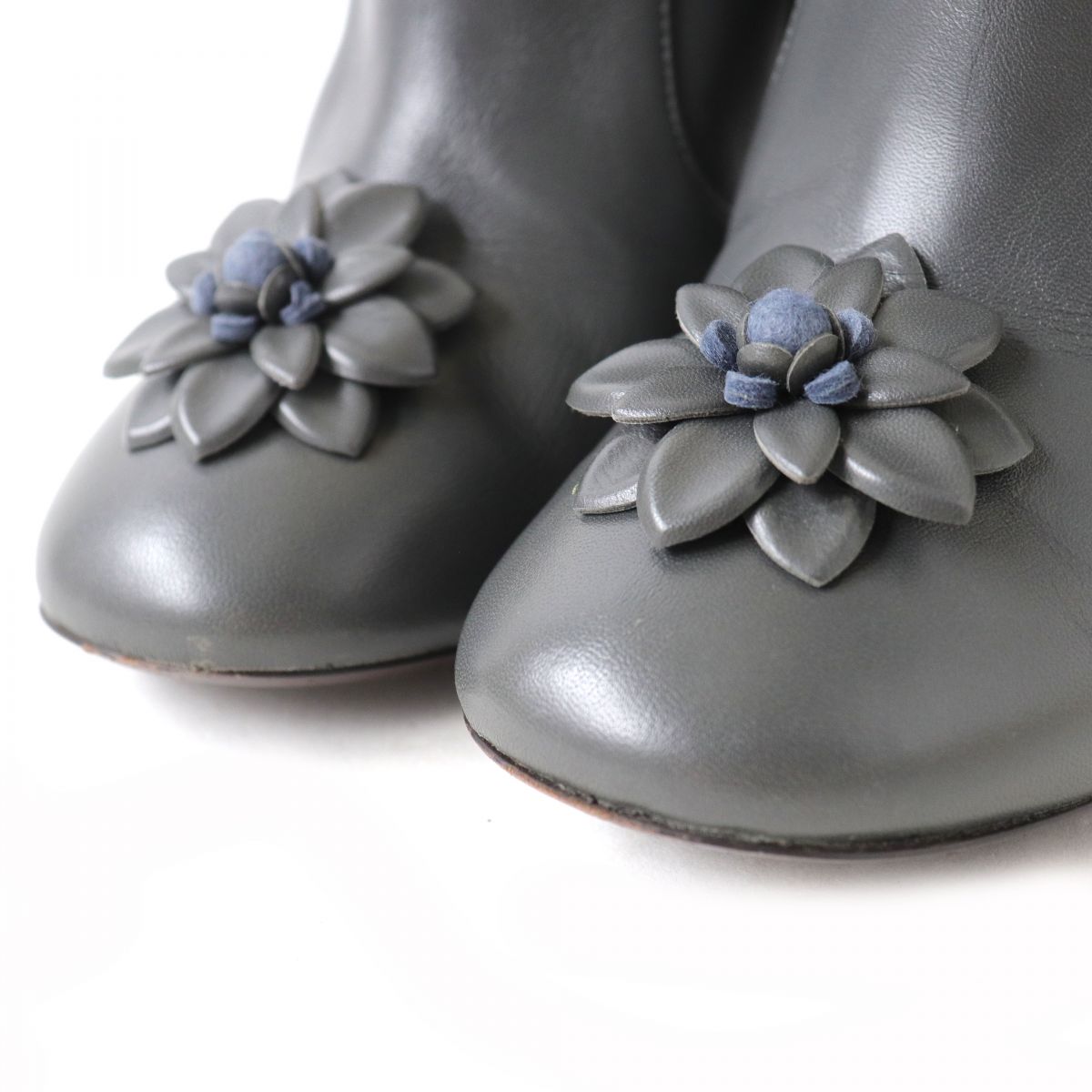 Top Quality Chanel Camellia COCO Mark Leather Ankle Boots 38