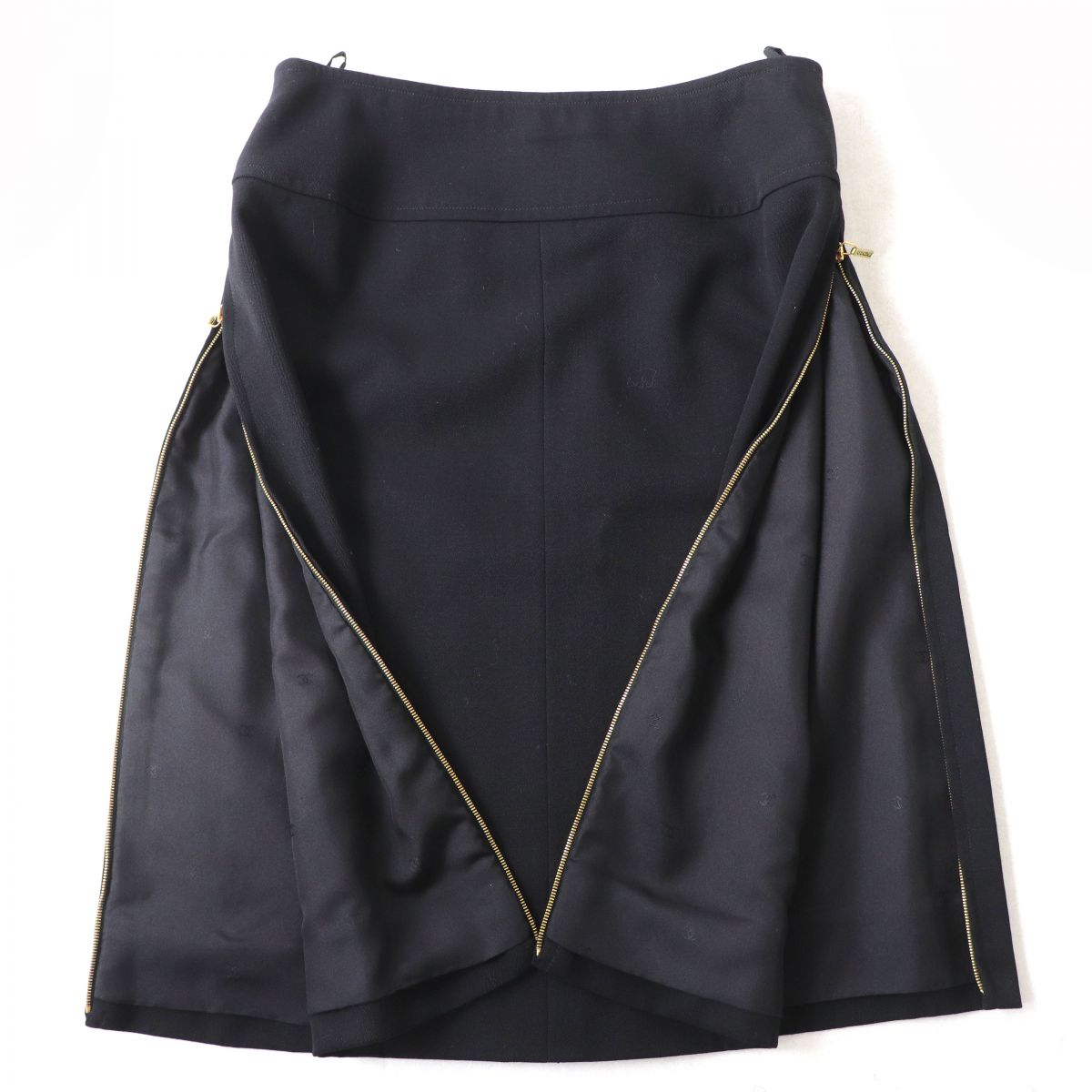 Top Quality Chanel Vintage Wool Skirt Black 38